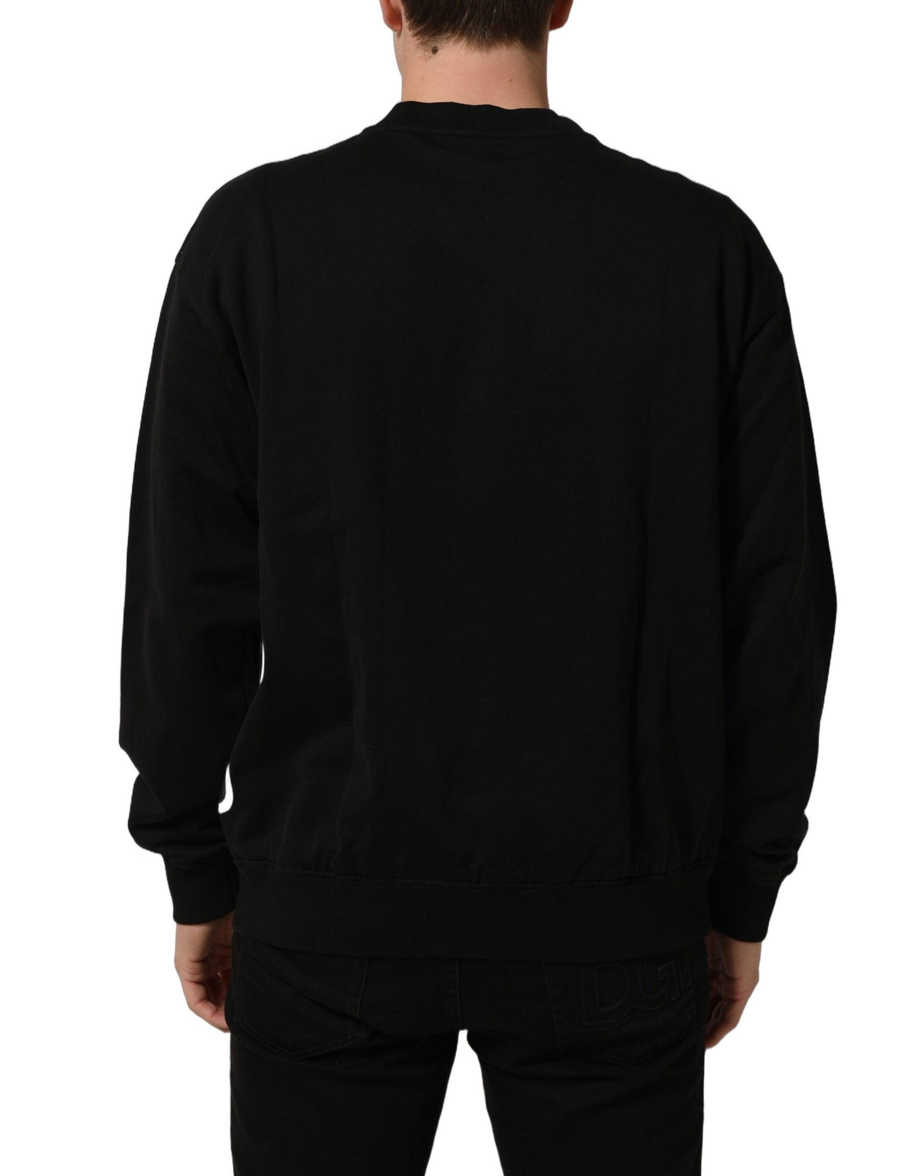 Dolce & Gabbana Black Cotton Logo Print Sweatshirt Sweater | Regal Royce