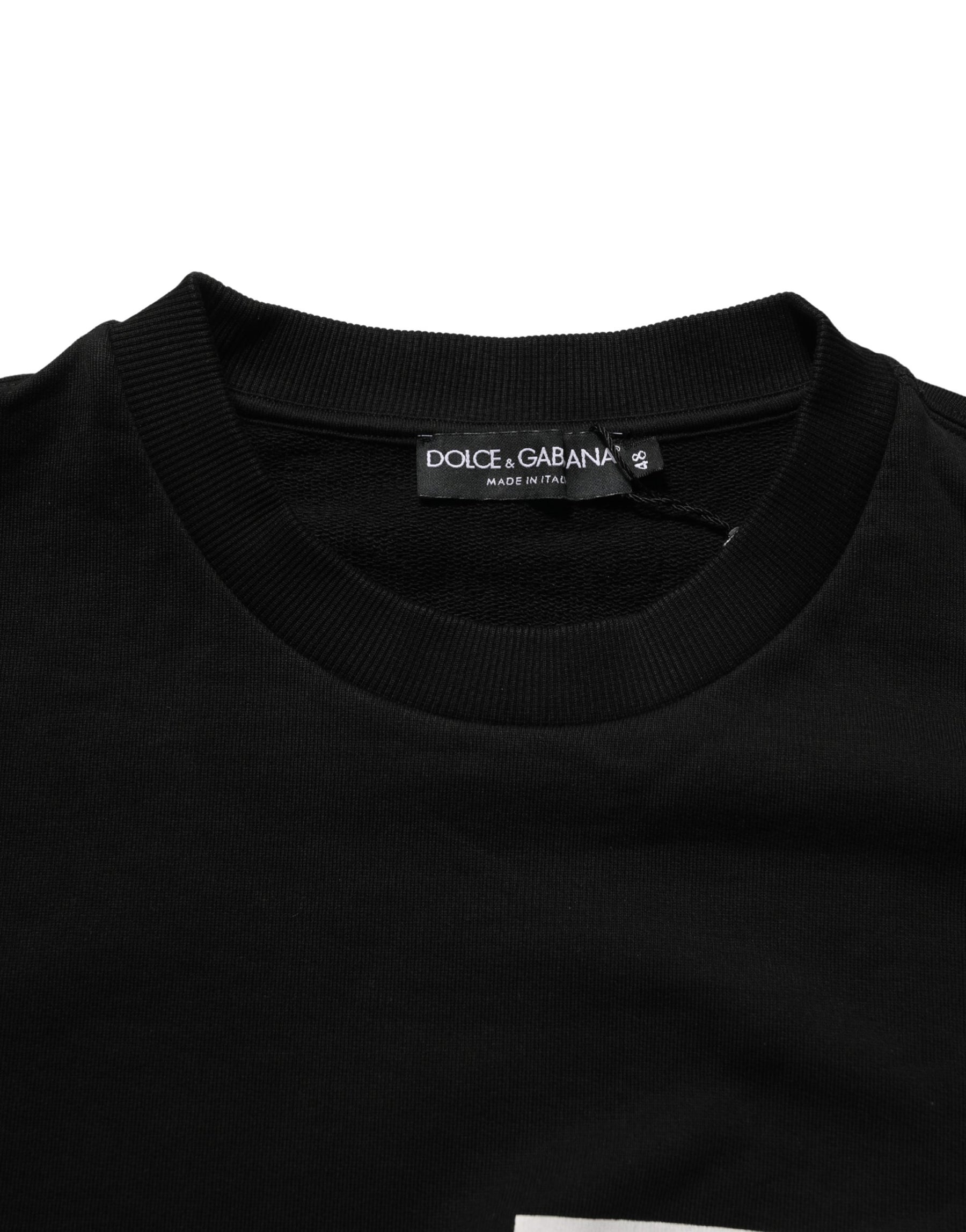 Dolce & Gabbana Black Cotton Logo Print Sweatshirt Sweater | Regal Royce