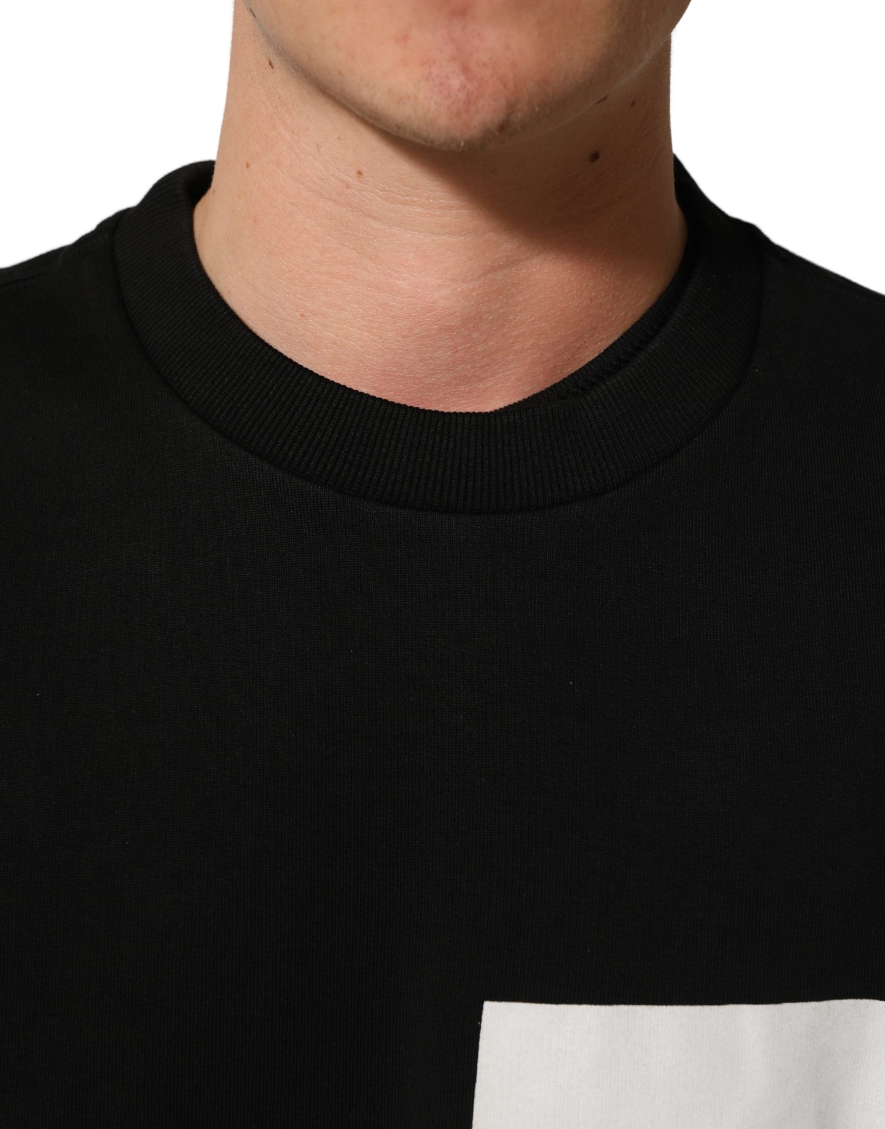 Dolce & Gabbana Black Cotton Logo Print Sweatshirt Sweater | Regal Royce