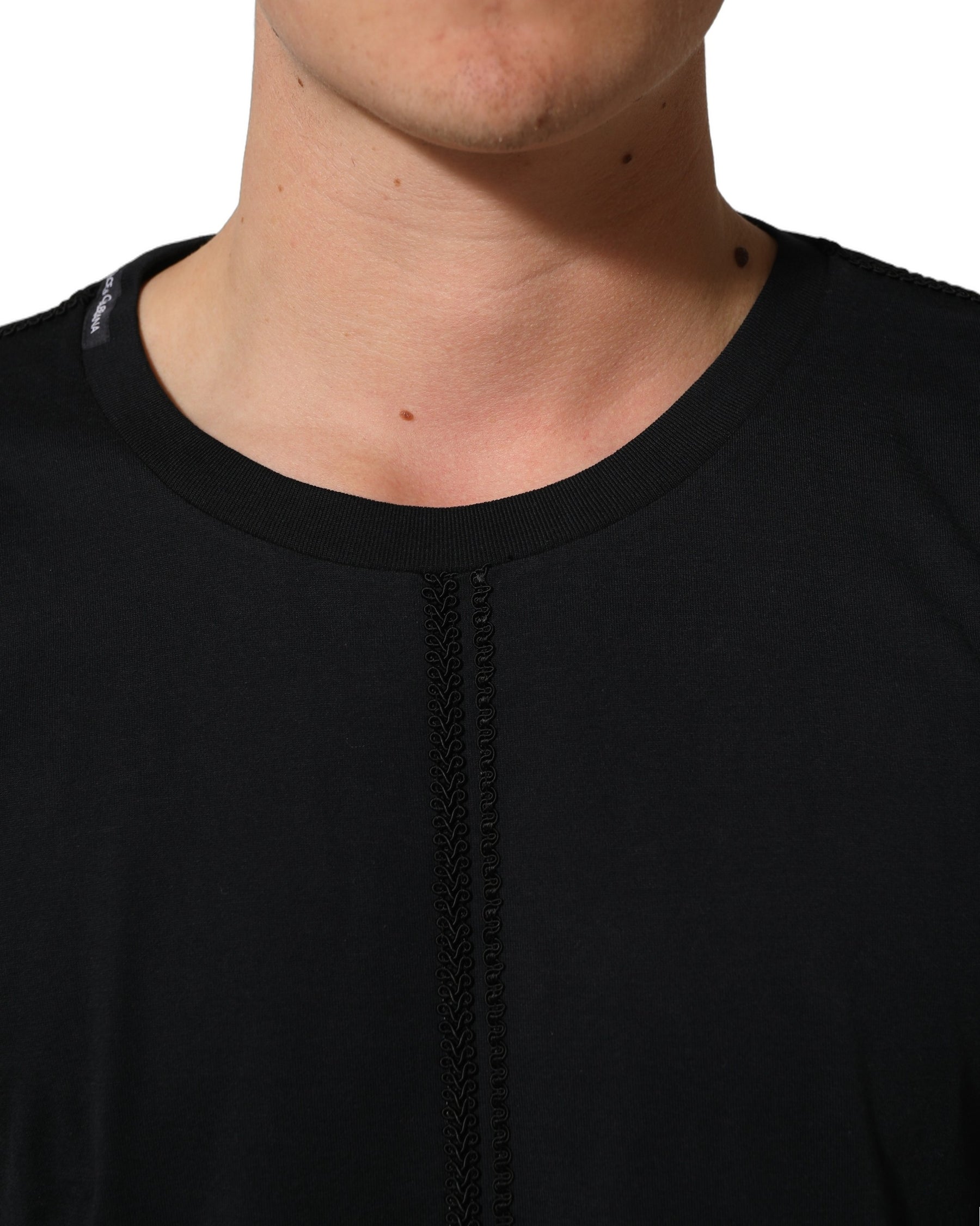 Dolce & Gabbana Dark Blue Cotton Round Neck Pullover Sweater | Regal Royce