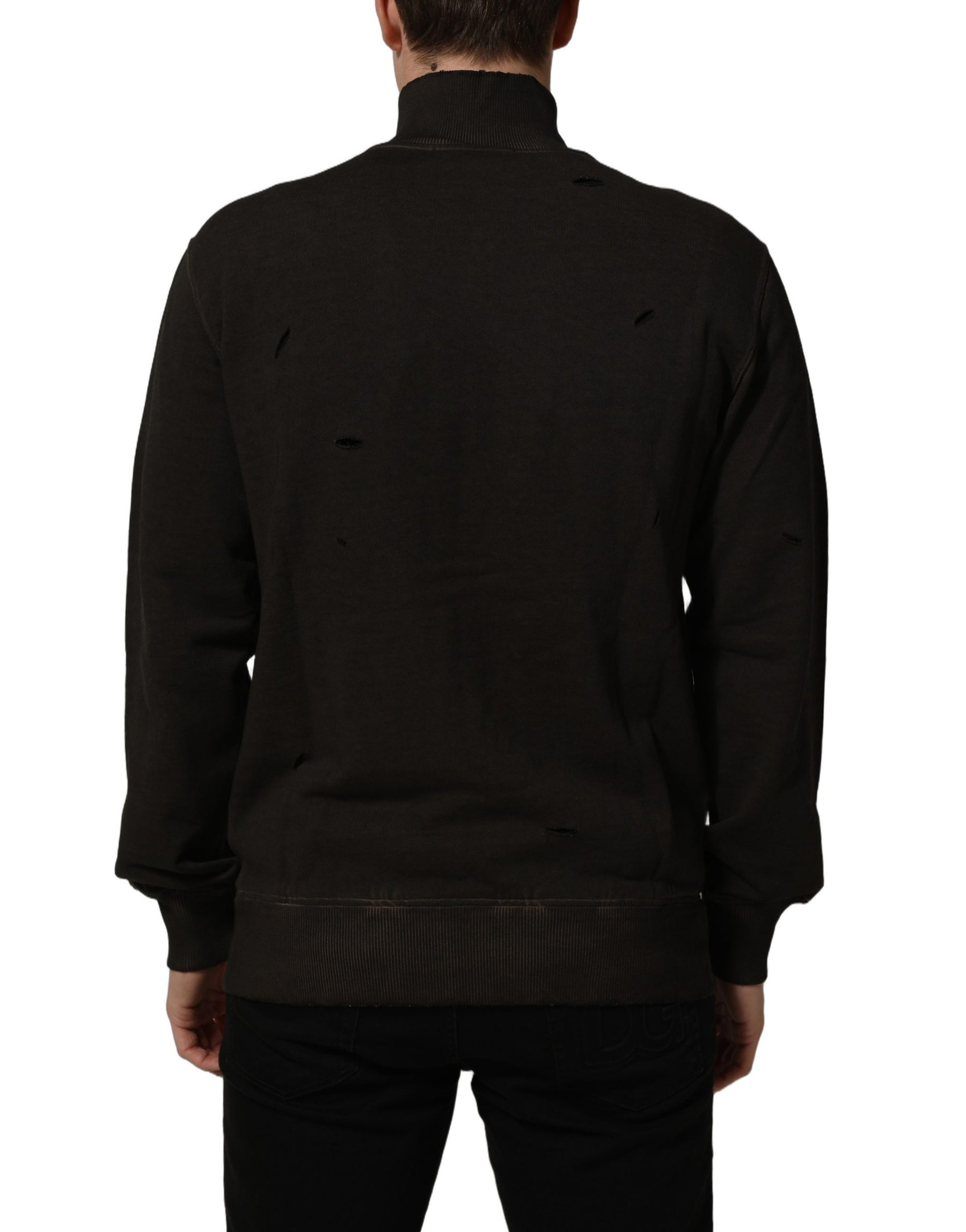 Dolce & Gabbana Brown Logo Print Full Zip Sweatshirt Sweater | Regal Royce