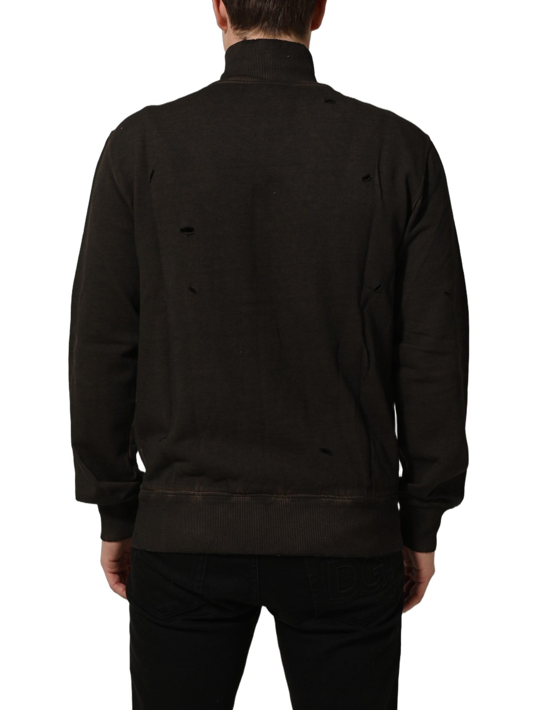 Dolce & Gabbana Brown Logo Print Full Zip Sweatshirt Sweater | Regal Royce