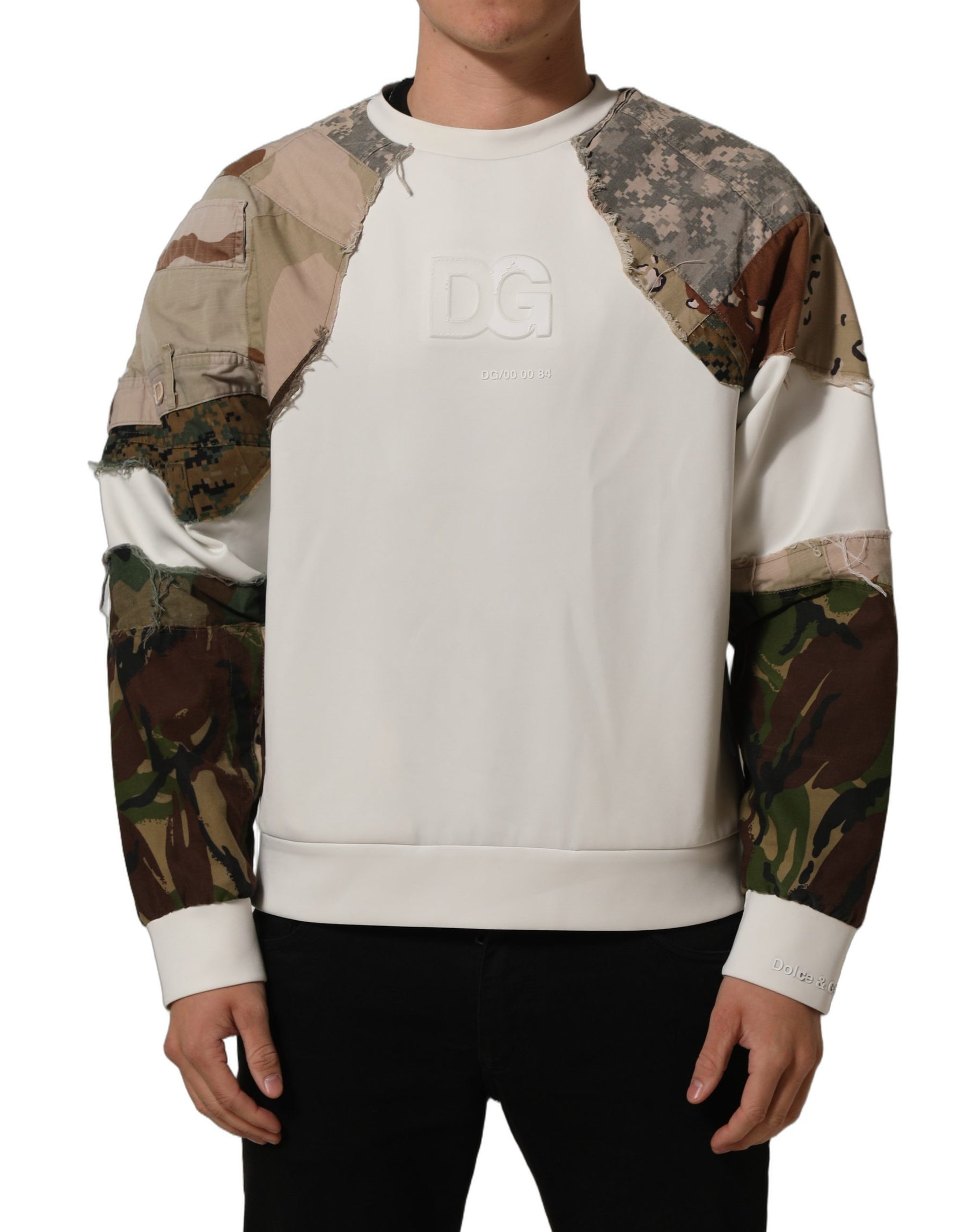 Dolce & Gabbana Multicolor Camo Patchwork Sweatshirt Sweater | Regal Royce