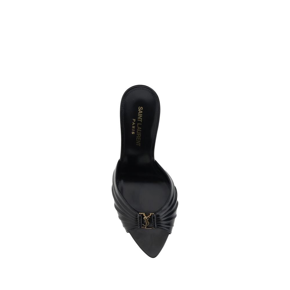 Saint Laurent Black Lamb Ovis Aries Aries Stiletto Heel Sandals | Regal Royce