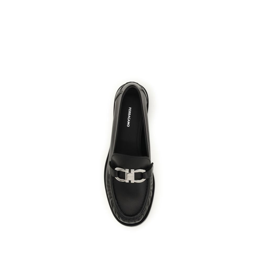 Ferragamo Black Calf Leather Bos Taurus Slip-On Loafers | Regal Royce