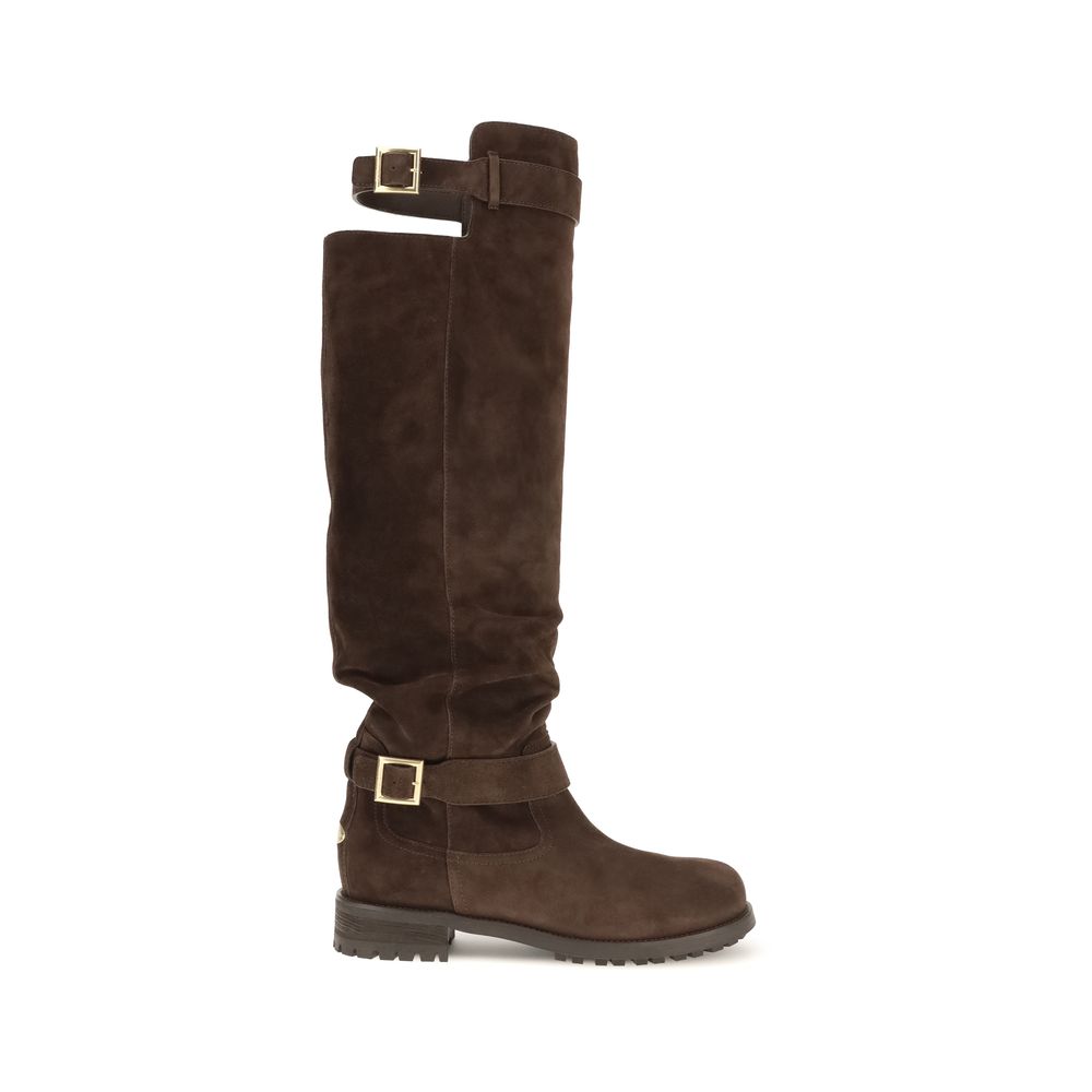 Jimmy Choo Brown Calf Leather Bos Taurus Over The Knee | Regal Royce