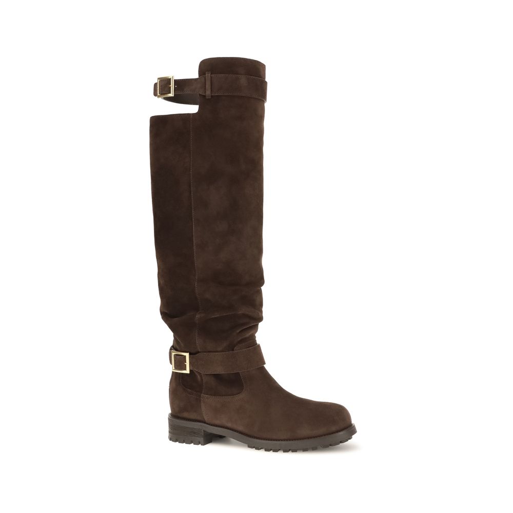 Jimmy Choo Brown Calf Leather Bos Taurus Over The Knee | Regal Royce
