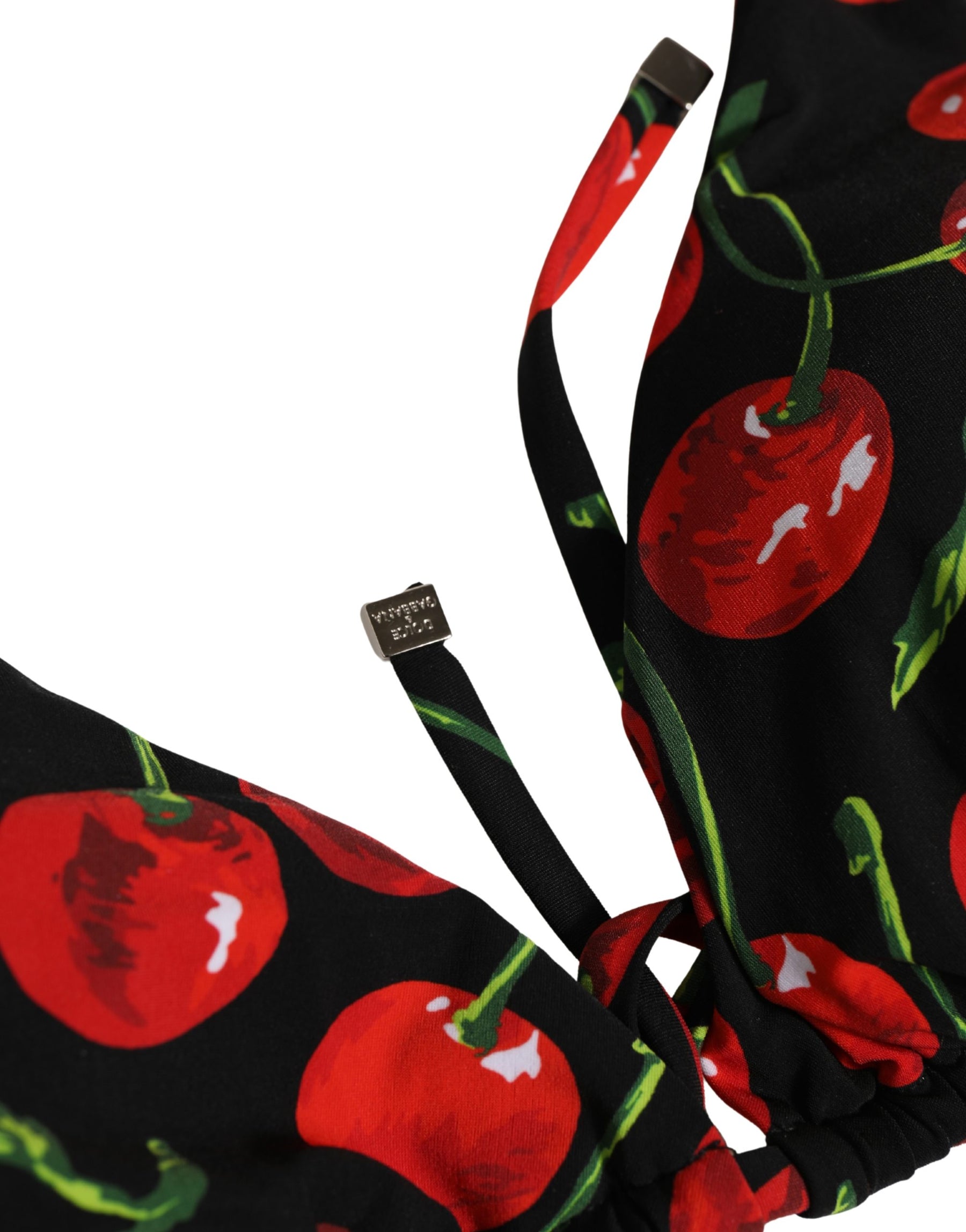 Dolce & Gabbana Black Cherry Print Nylon Bikini 2 Piece Swimwear | Regal Royce