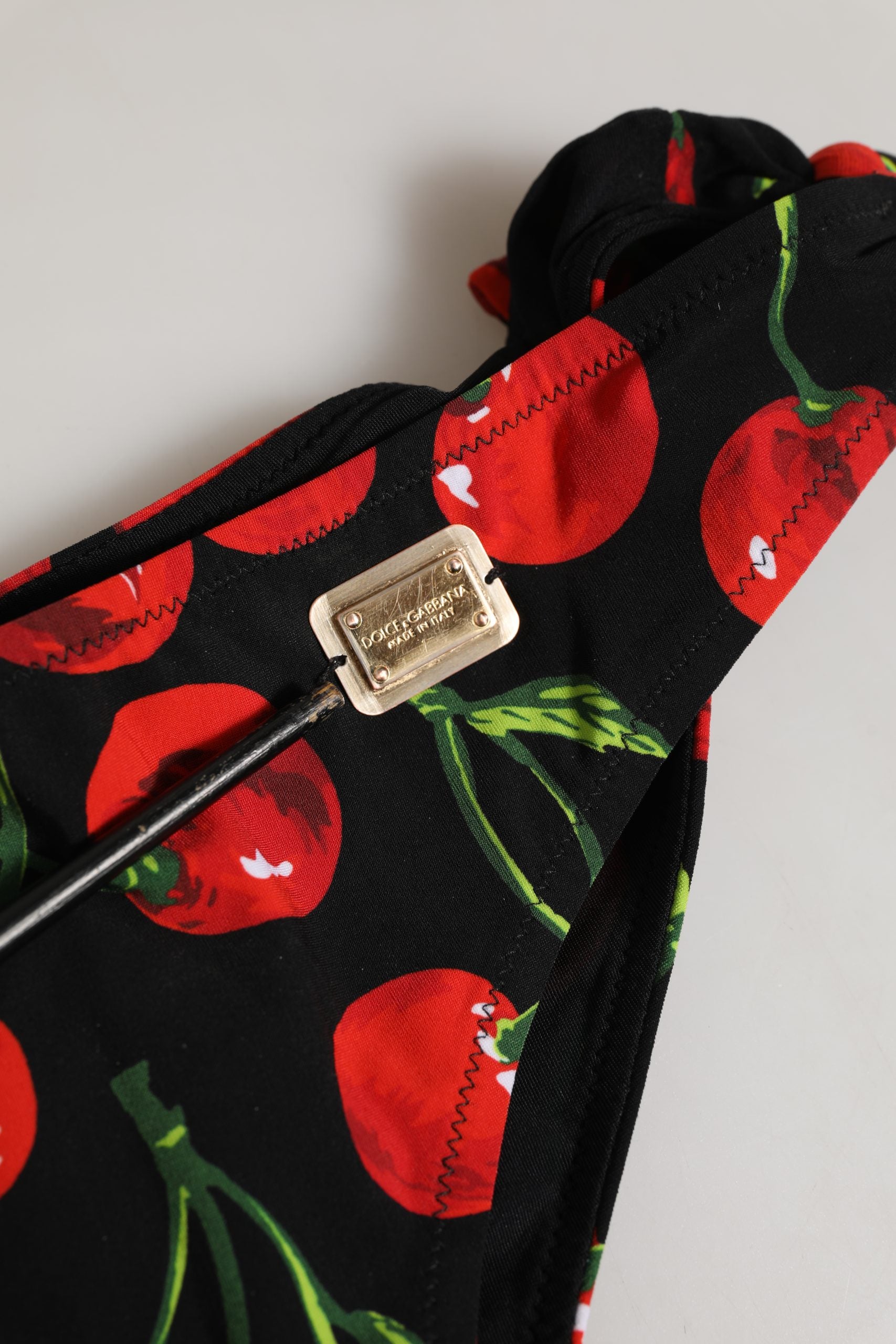 Dolce & Gabbana Black Cherry Print Nylon Bikini 2 Piece Swimwear | Regal Royce