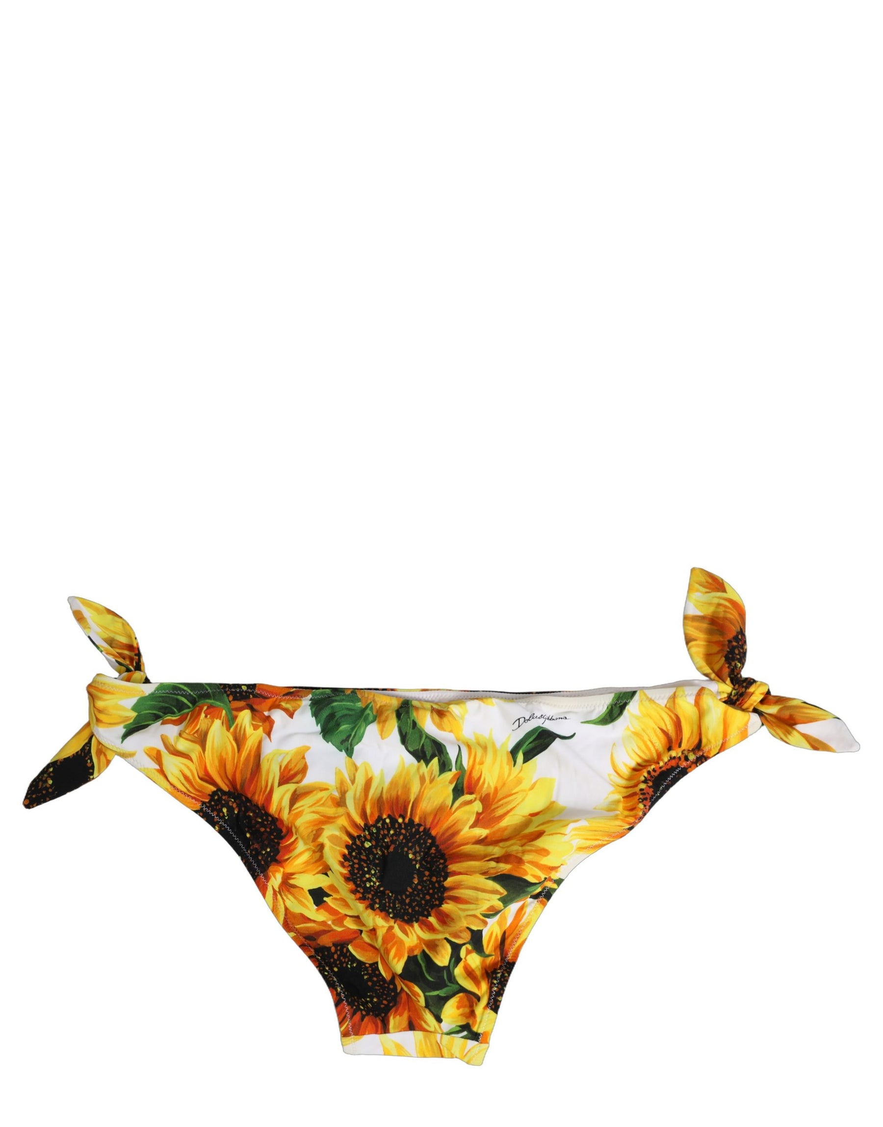 Dolce & Gabbana Yellow Nylon Sunflower Bikini Bottom Swimwear | Regal Royce