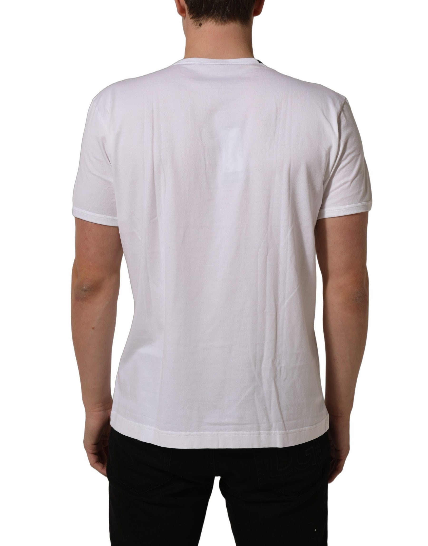 Dolce & Gabbana White Cotton Short Sleeves CrewNeck T-shirt | Regal Royce