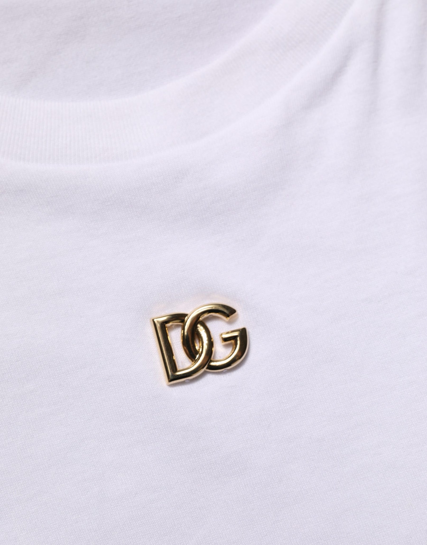 Dolce & Gabbana White Metal DG Logo Short Sleeves T-shirt | Regal Royce