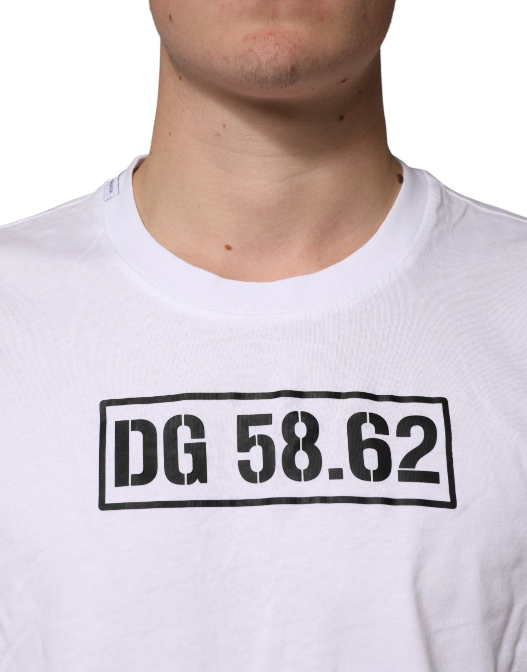 Dolce & Gabbana White Cotton Logo Print Crew Neck T-shirt | Regal Royce