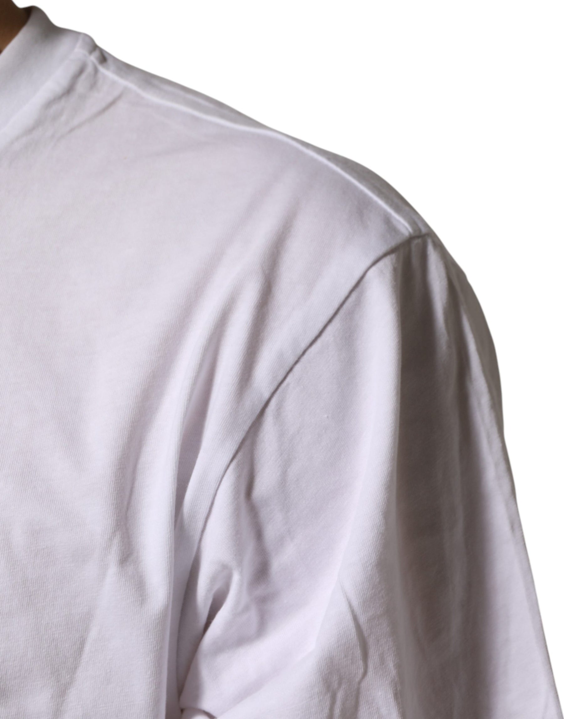 Dolce & Gabbana White Cotton Logo Print Crew Neck T-shirt | Regal Royce