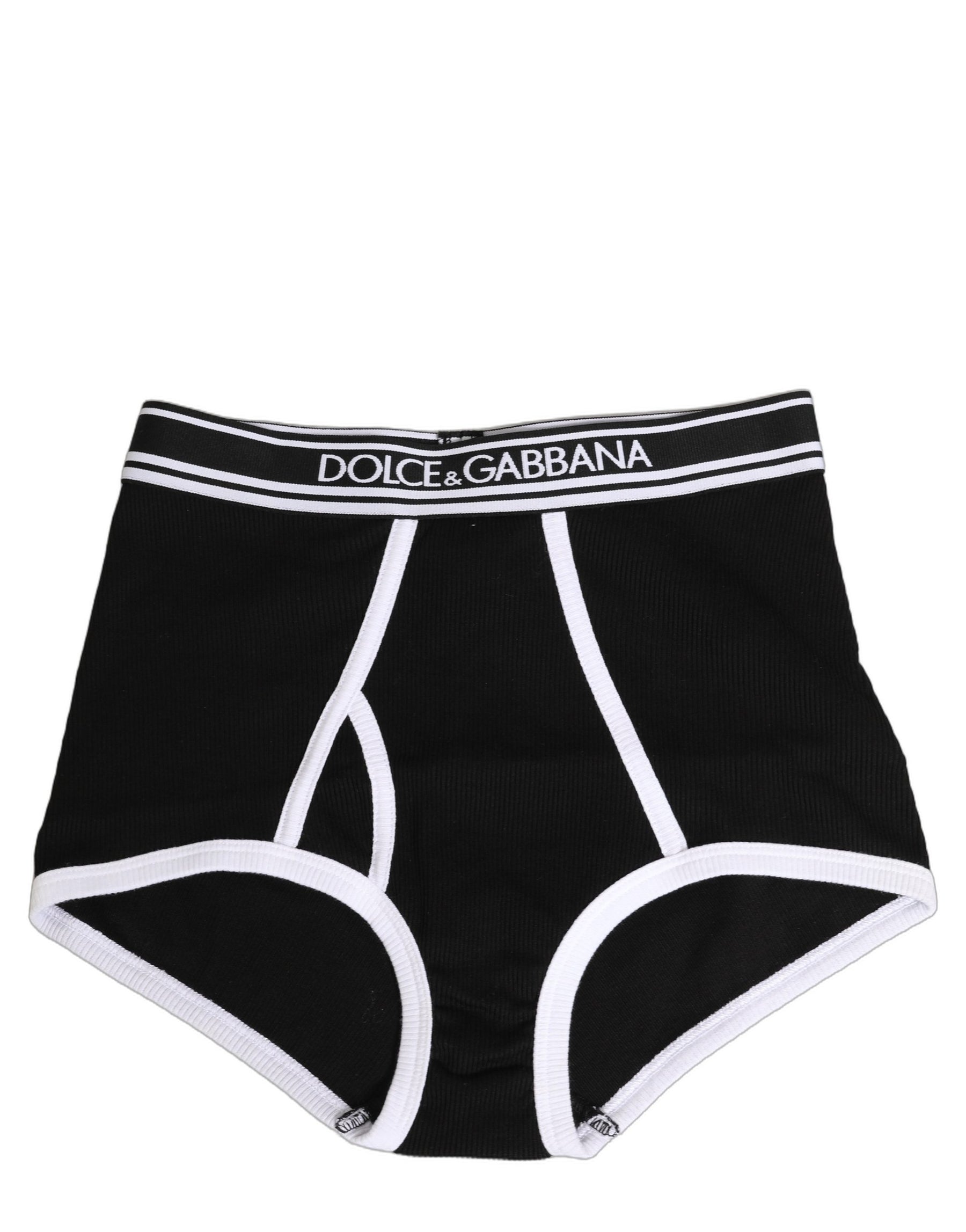 Dolce & Gabbana Black White Logo Waistband Coulotte Panty Underwear | Regal Royce