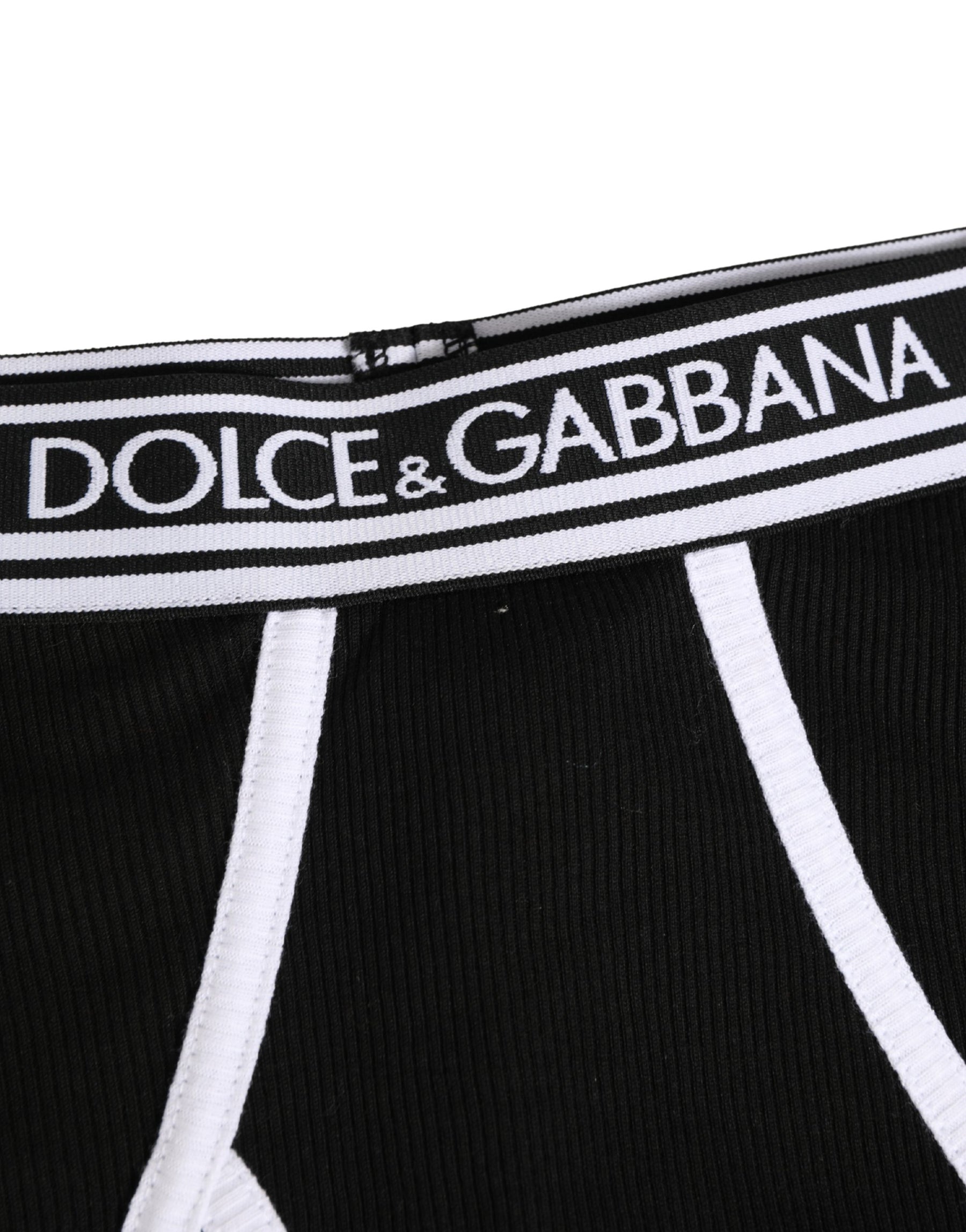 Dolce & Gabbana Black White Logo Waistband Coulotte Panty Underwear | Regal Royce