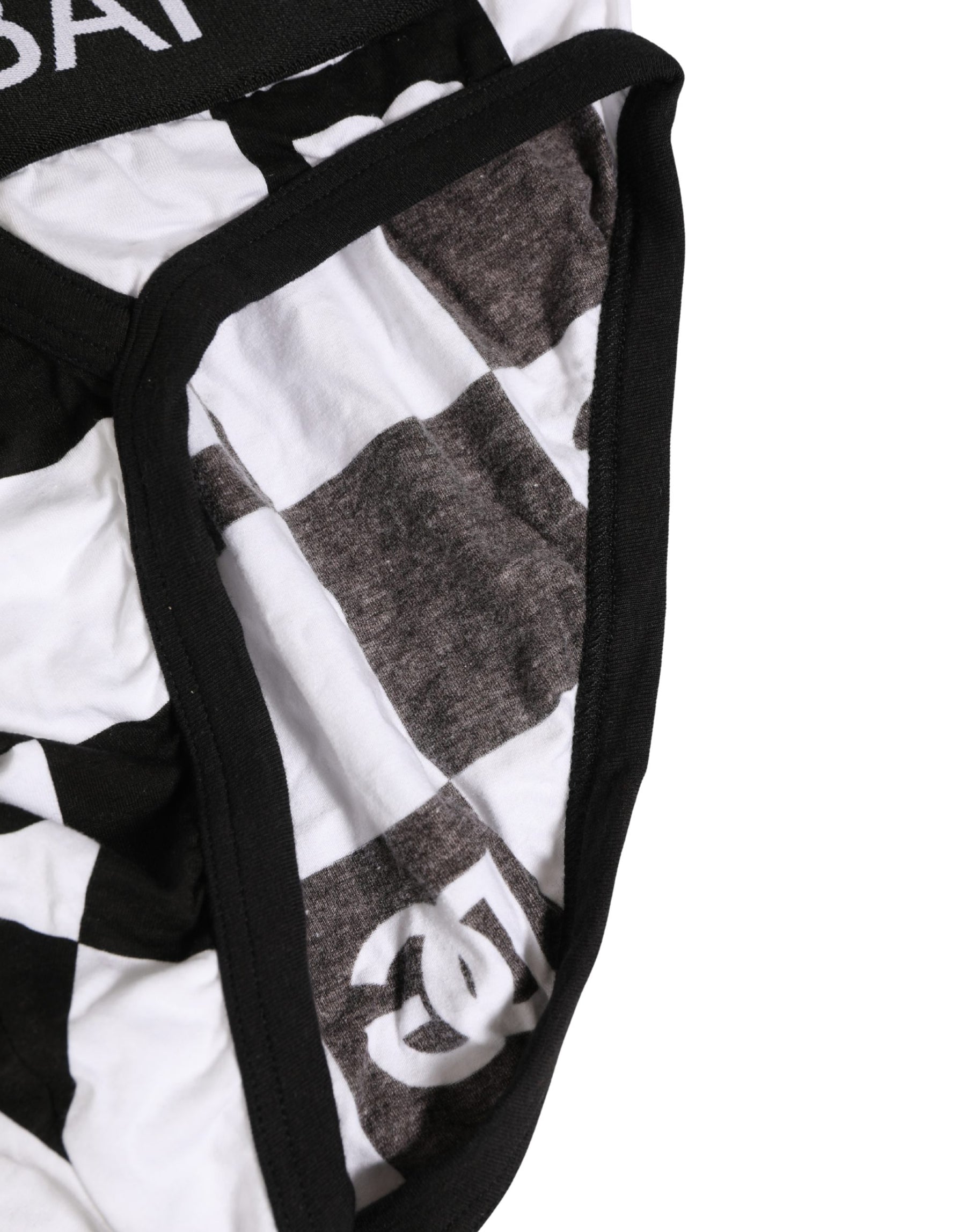 Dolce & Gabbana Black White Logo Checkered Midi Brief Underwear | Regal Royce