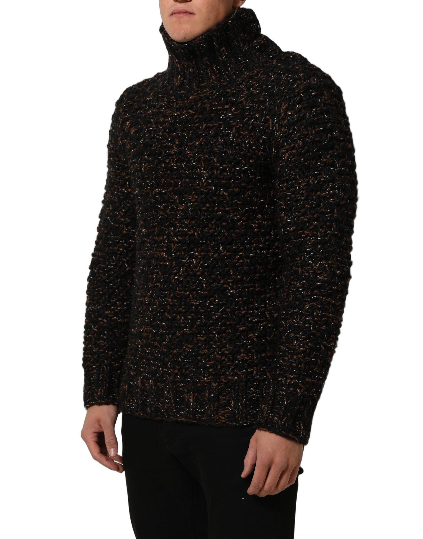 Dolce & Gabbana Brown Wool Knit Turtleneck Pullover Sweater | Regal Royce