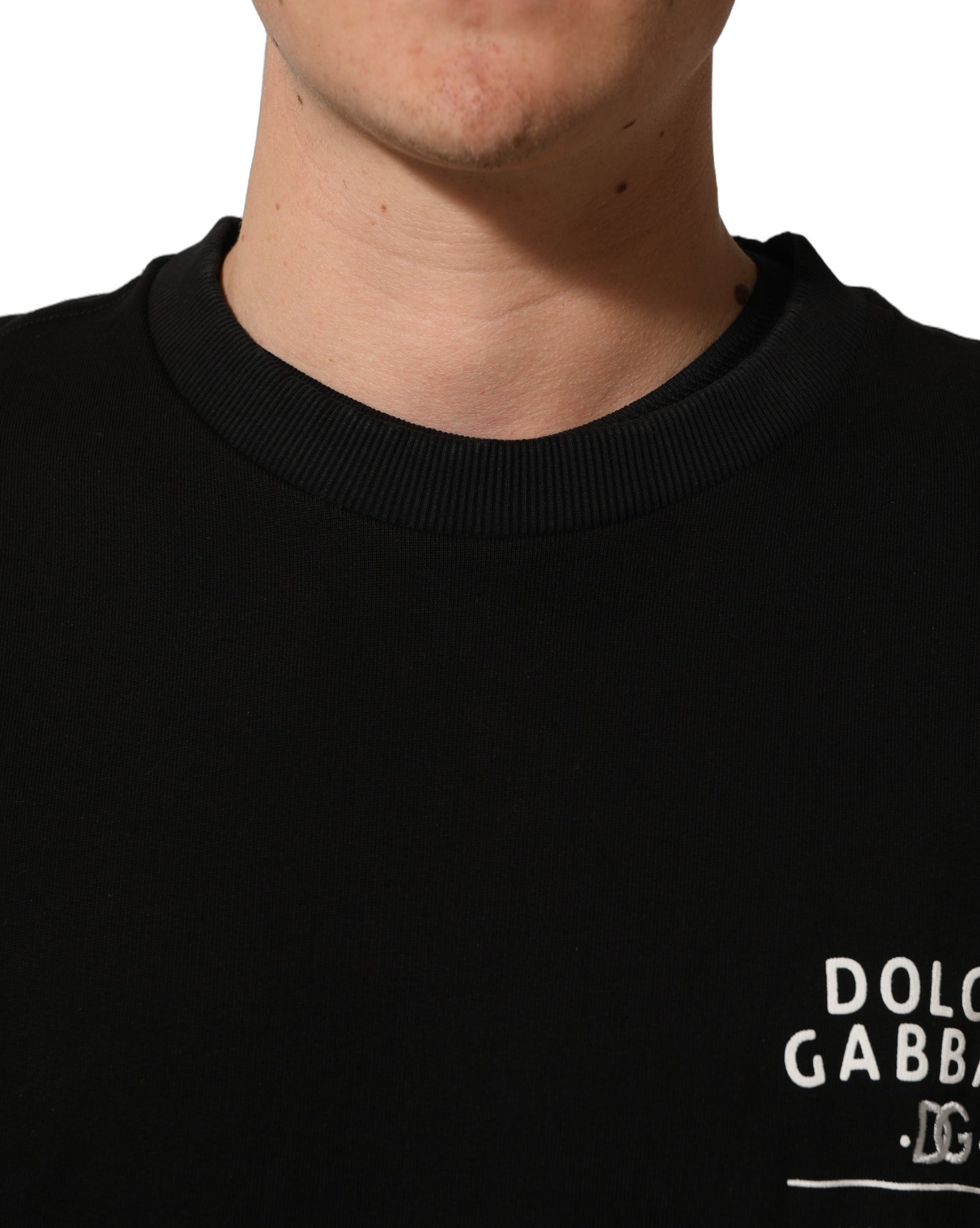 Dolce & Gabbana Black Cotton Logo Print Sweatshirt Sweater | Regal Royce