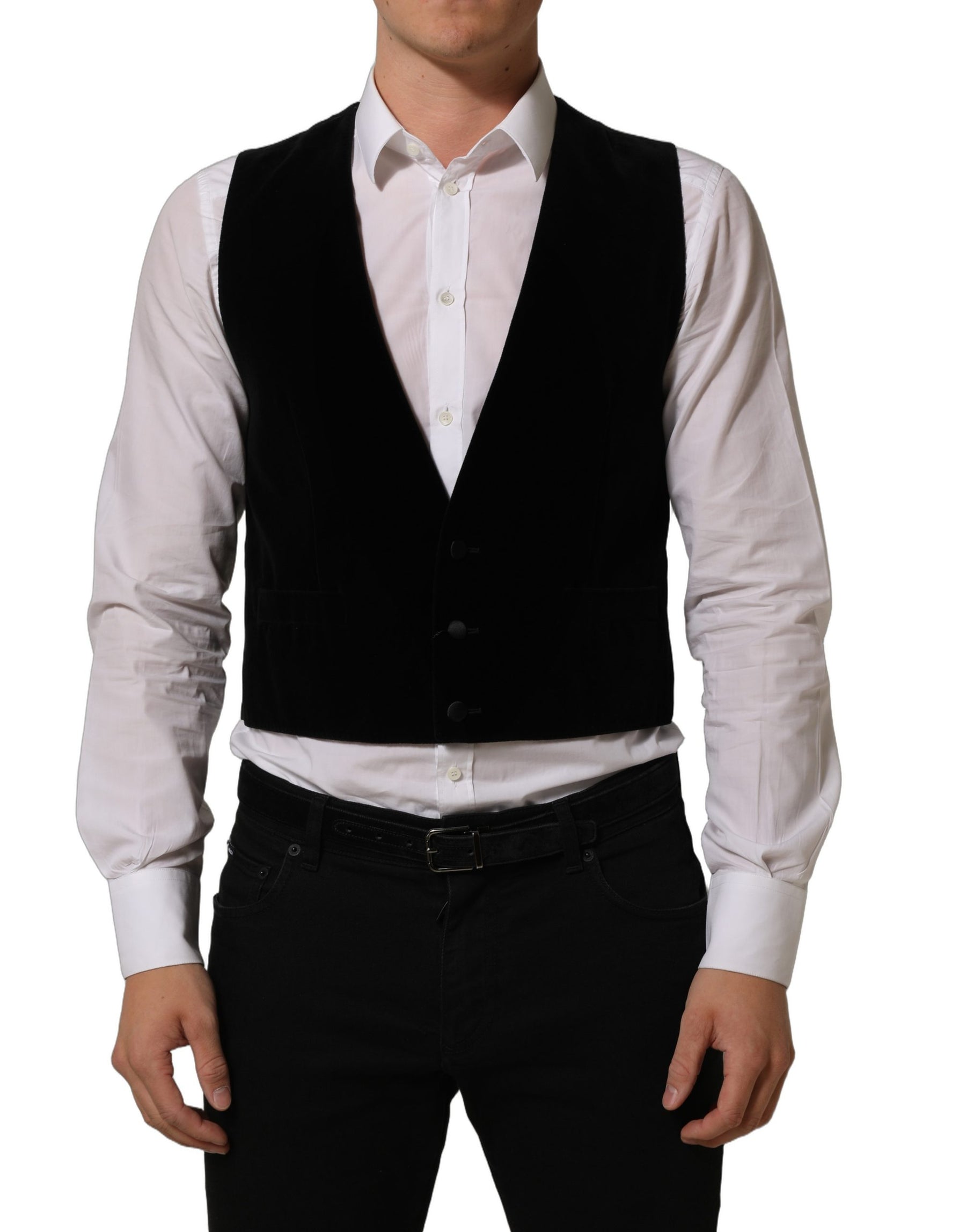 Dolce & Gabbana Black Wool Blend Waistcoat Formal Dress Vest | Regal Royce
