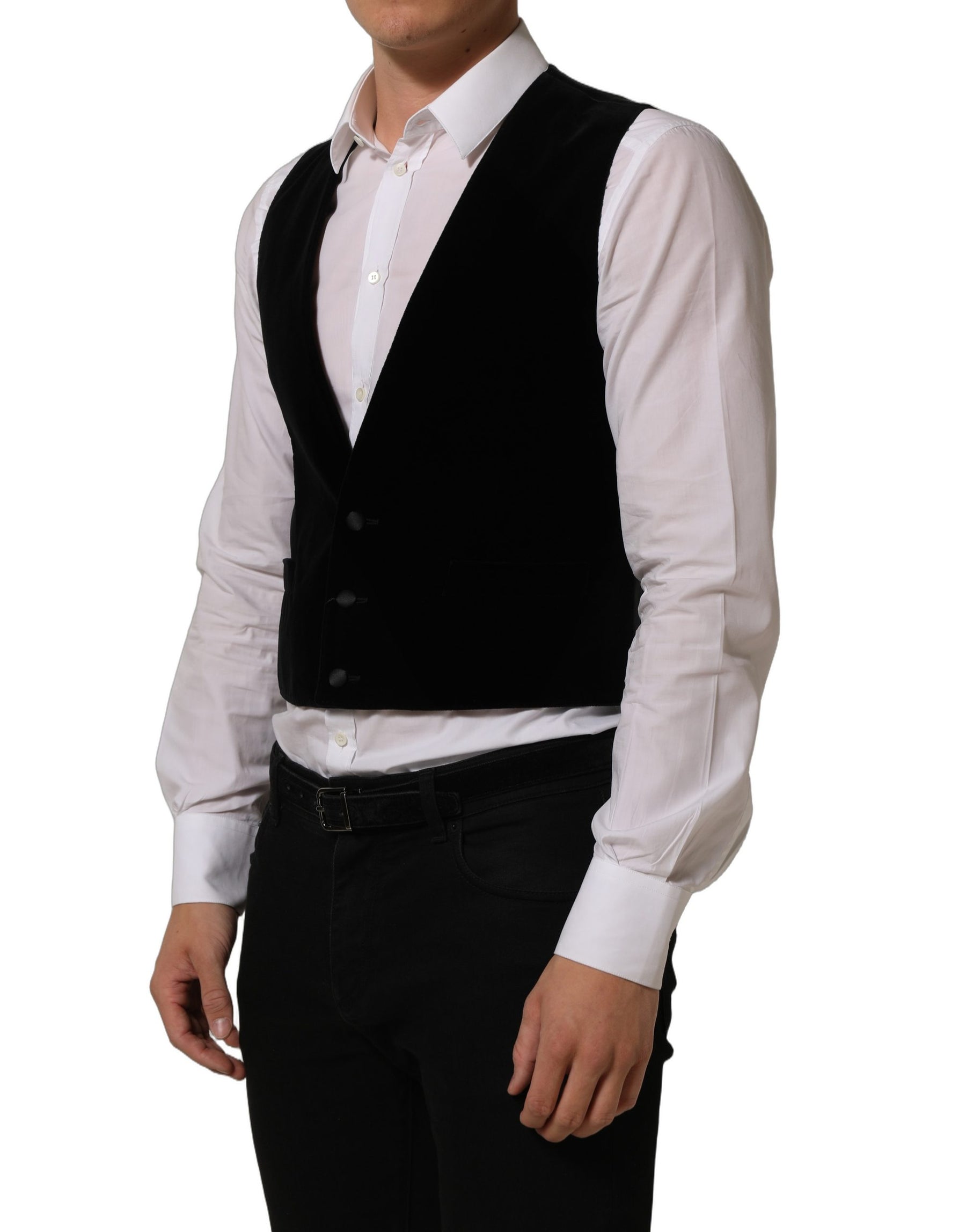Dolce & Gabbana Black Wool Blend Waistcoat Formal Dress Vest | Regal Royce