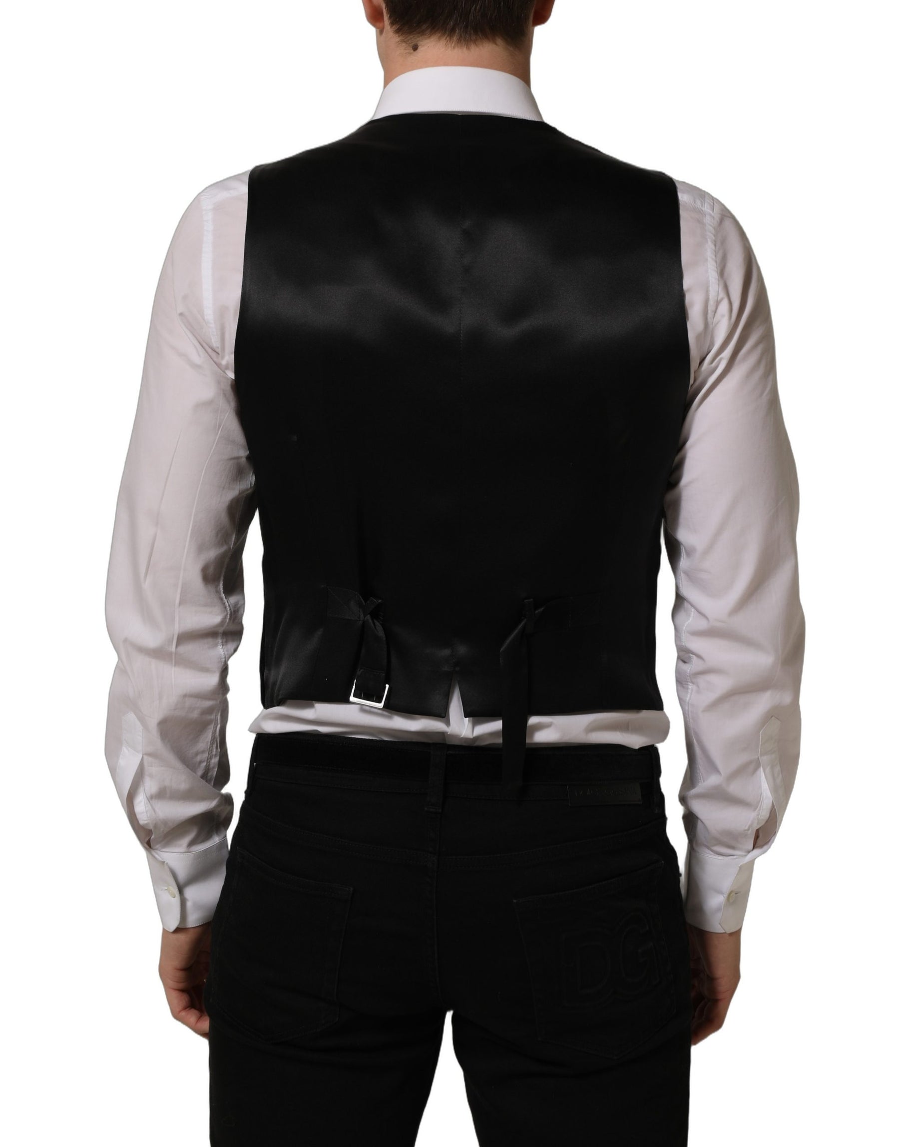 Dolce & Gabbana Black Wool Blend Waistcoat Formal Dress Vest | Regal Royce