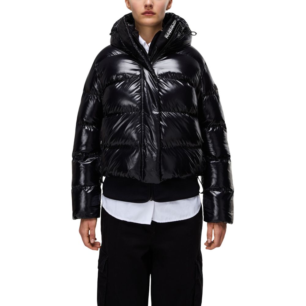 Napapijri Black Recycled Polyester Full-Length Jacket | Regal Royce