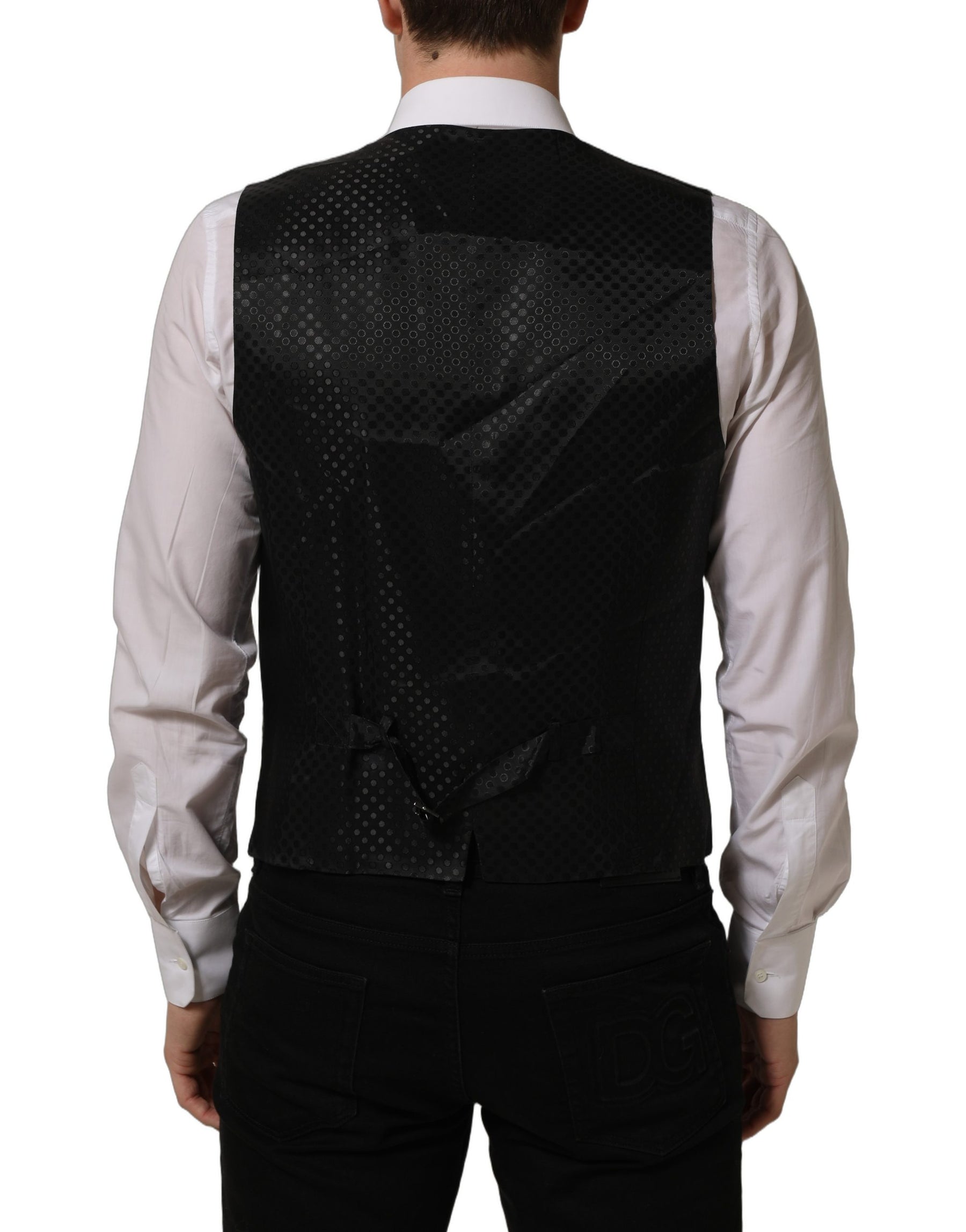 Dolce & Gabbana Black Wool Stretch Waistcoat Formal Dress Vest | Regal Royce