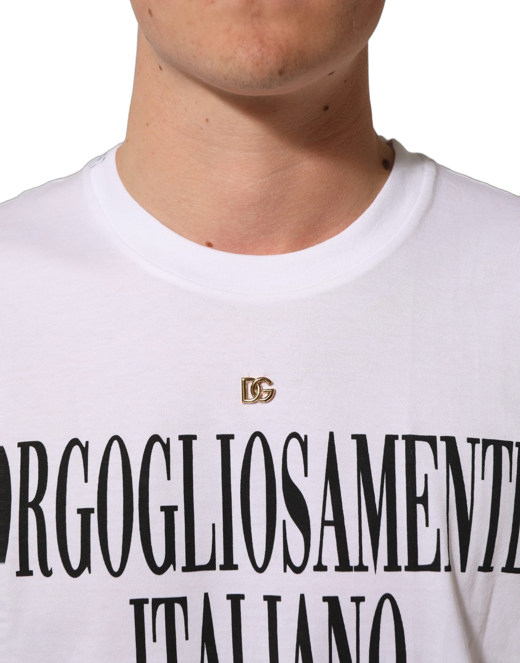 Dolce & Gabbana White Logo Round Neck Short Sleeves T-shirt | Regal Royce