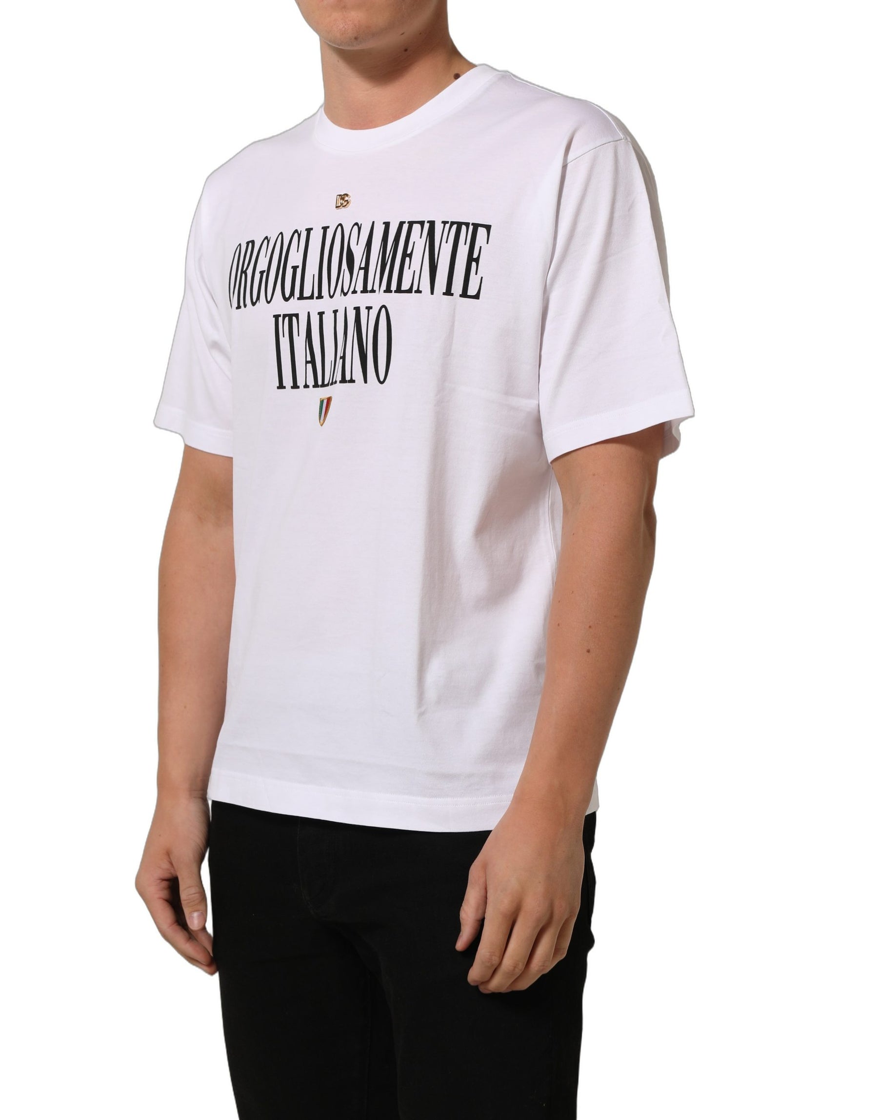 Dolce & Gabbana White Logo Round Neck Short Sleeves T-shirt | Regal Royce