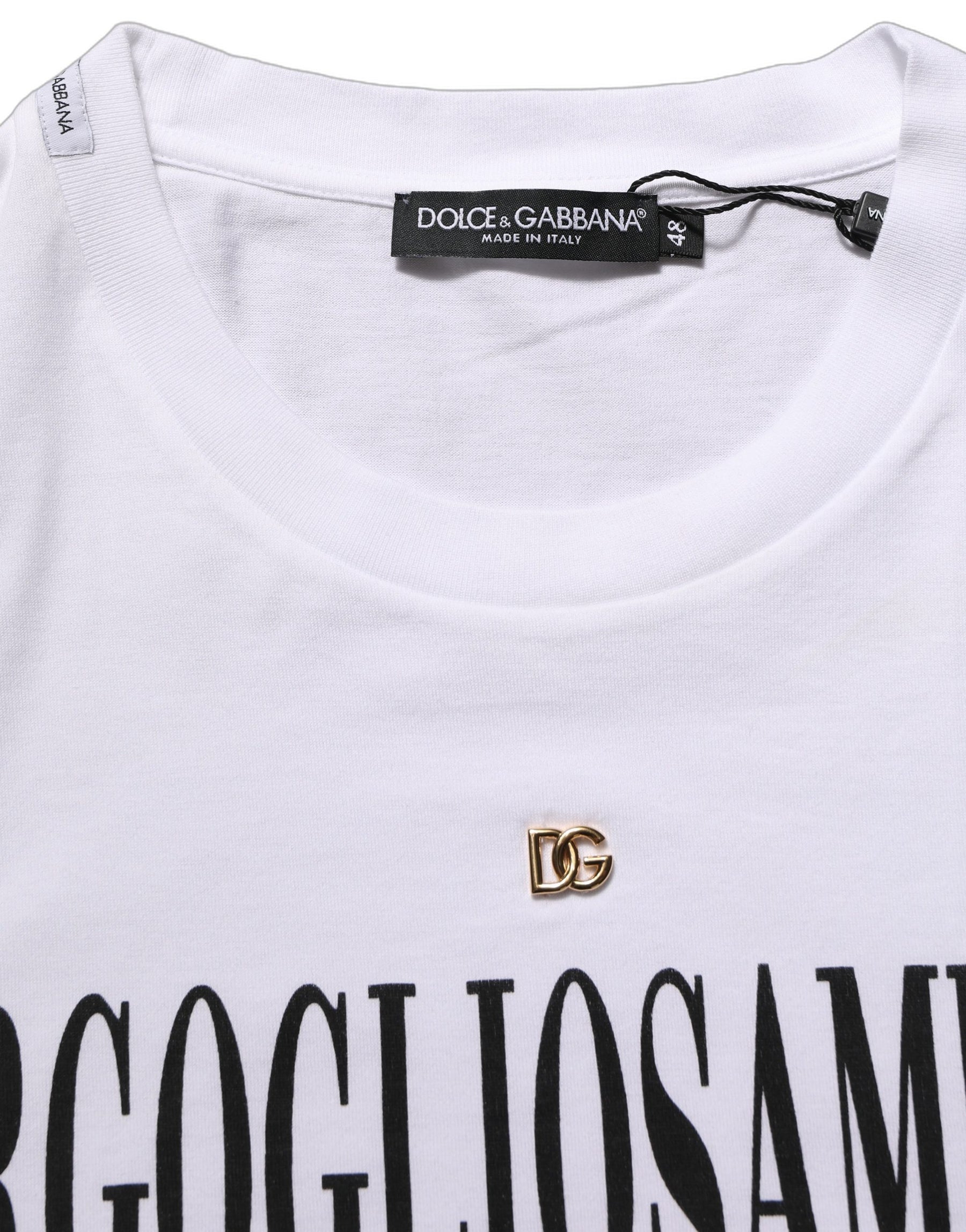 Dolce & Gabbana White Logo Round Neck Short Sleeves T-shirt | Regal Royce