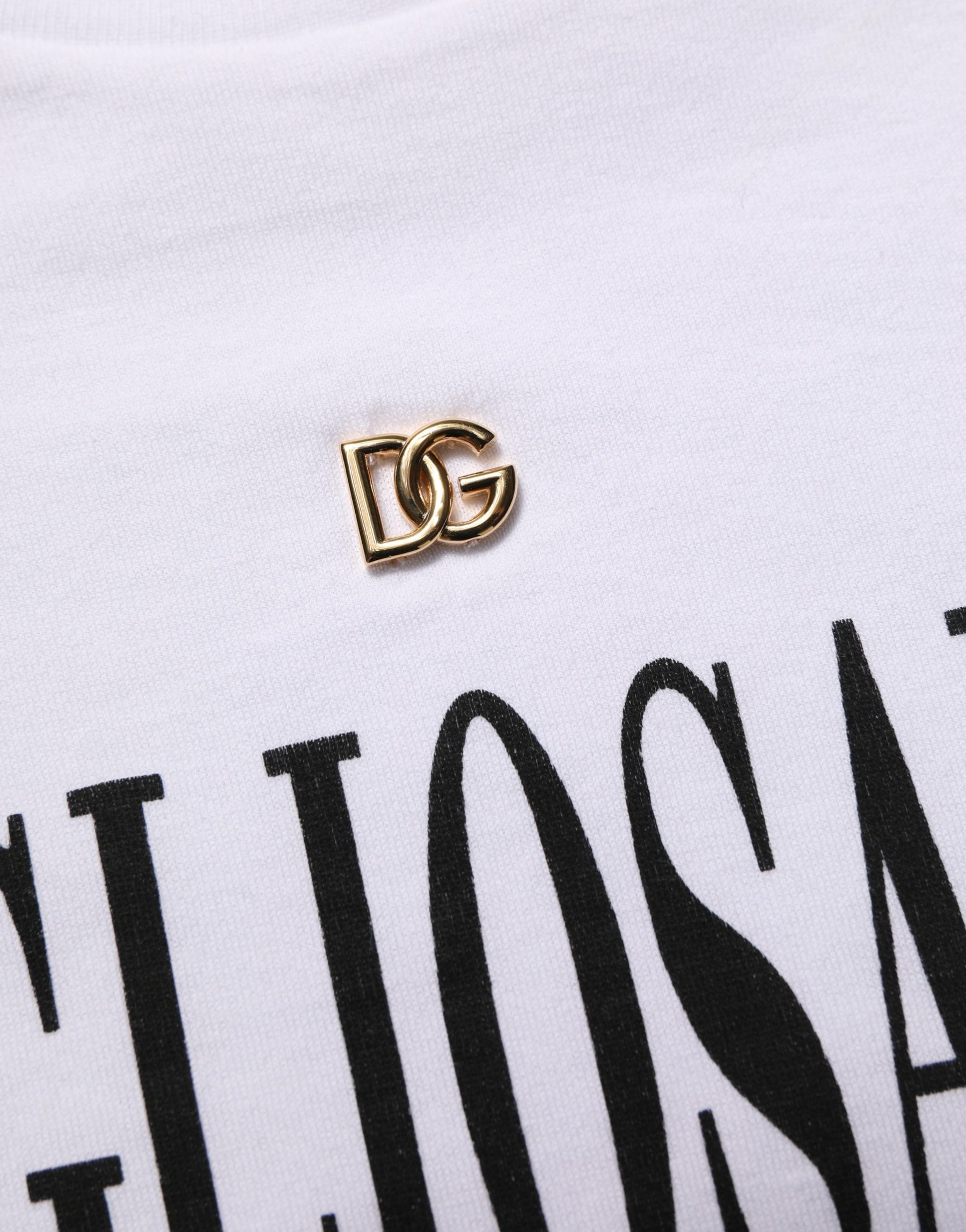 Dolce & Gabbana White Logo Round Neck Short Sleeves T-shirt | Regal Royce