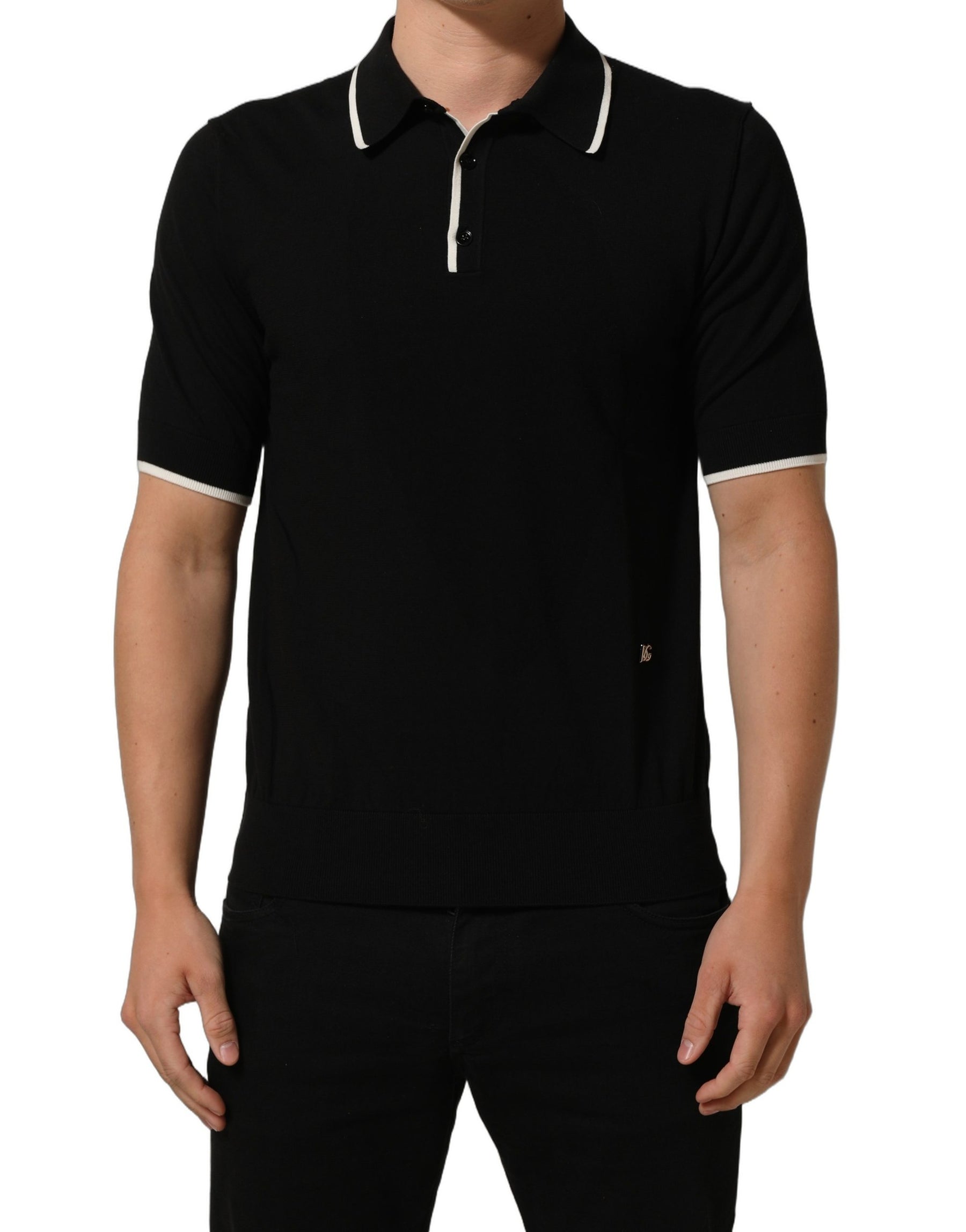 Dolce & Gabbana Black Cotton Collared Short Sleeves Men Polo T-shirt | Regal Royce