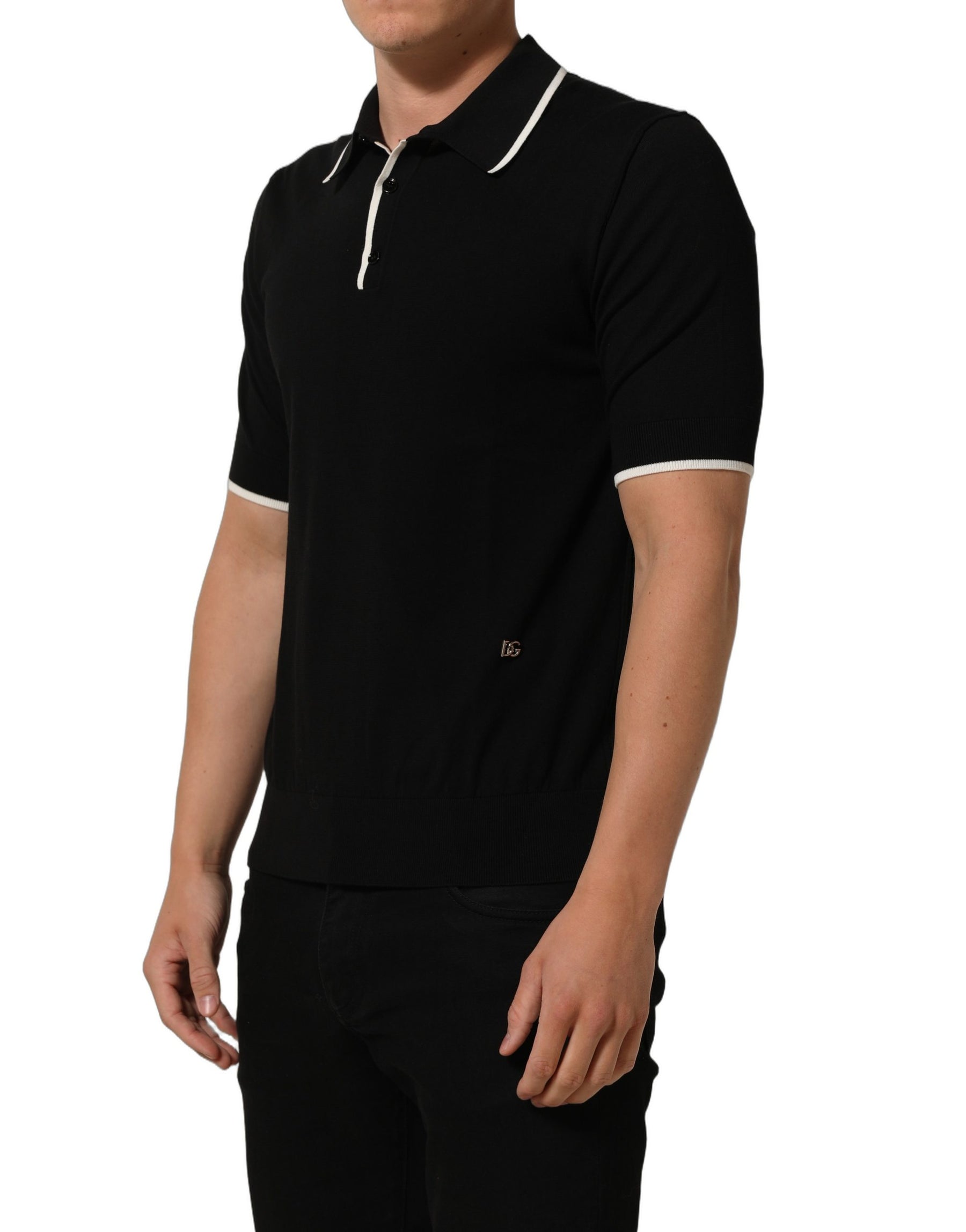 Dolce & Gabbana Black Cotton Collared Short Sleeves Men Polo T-shirt | Regal Royce