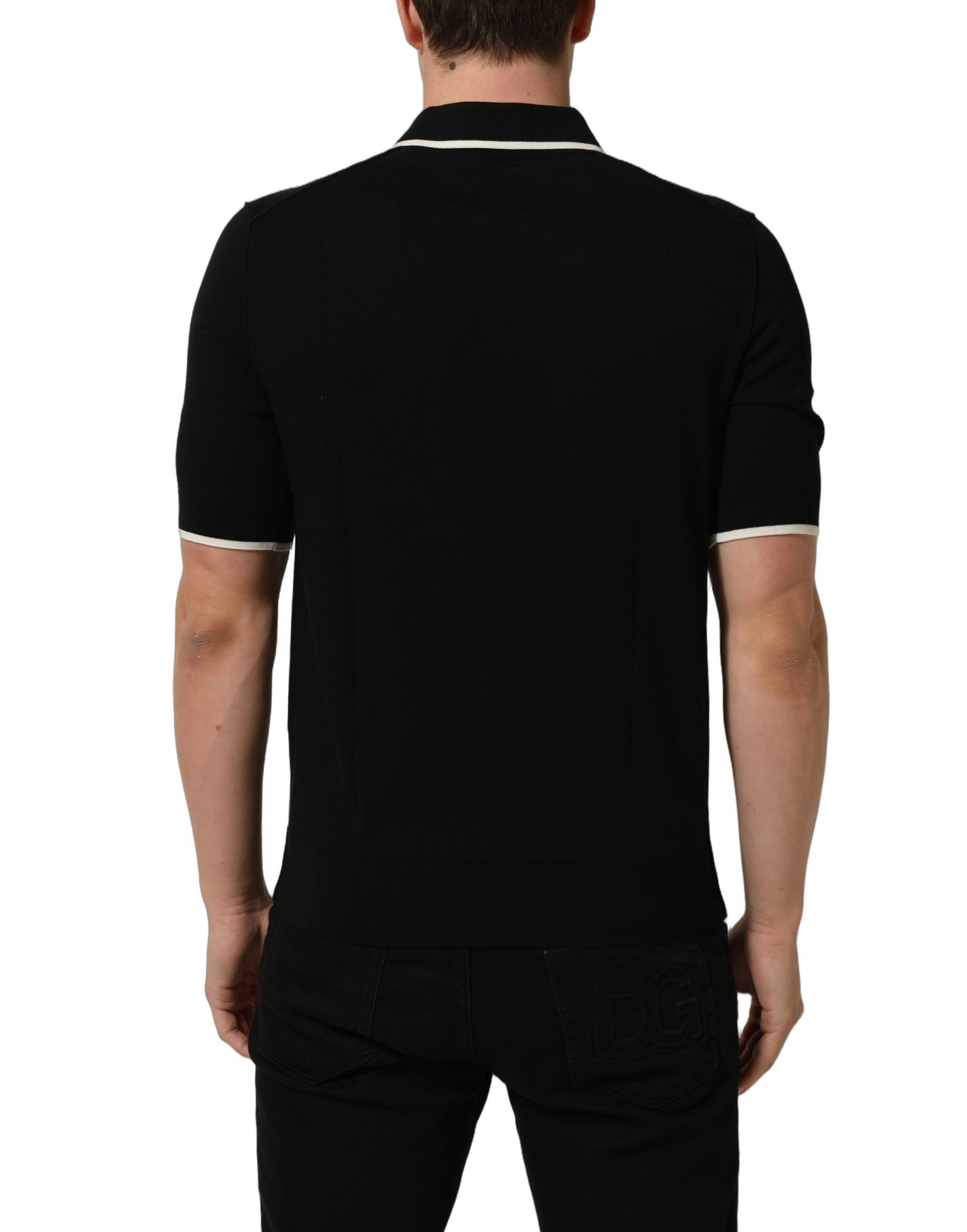 Dolce & Gabbana Black Cotton Collared Short Sleeves Men Polo T-shirt | Regal Royce