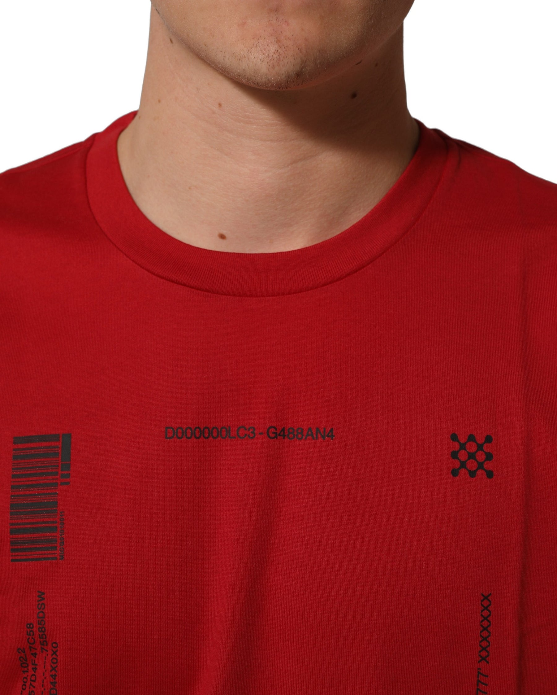 Dolce & Gabbana Red Cotton Graphic Print Crew Neck T-shirt | Regal Royce