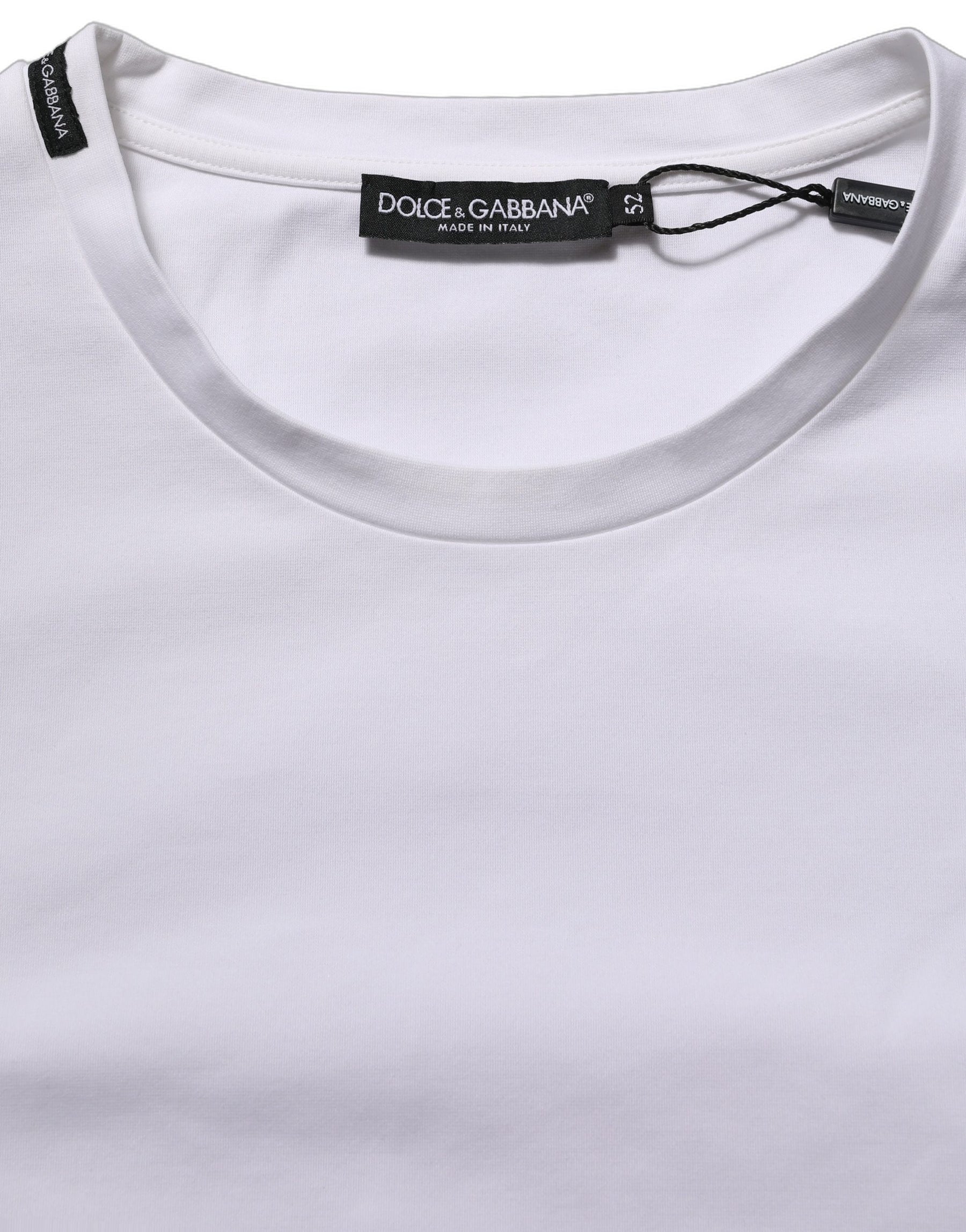 Dolce & Gabbana White Cotton Short Sleeves Crew Neck T-shirt | Regal Royce