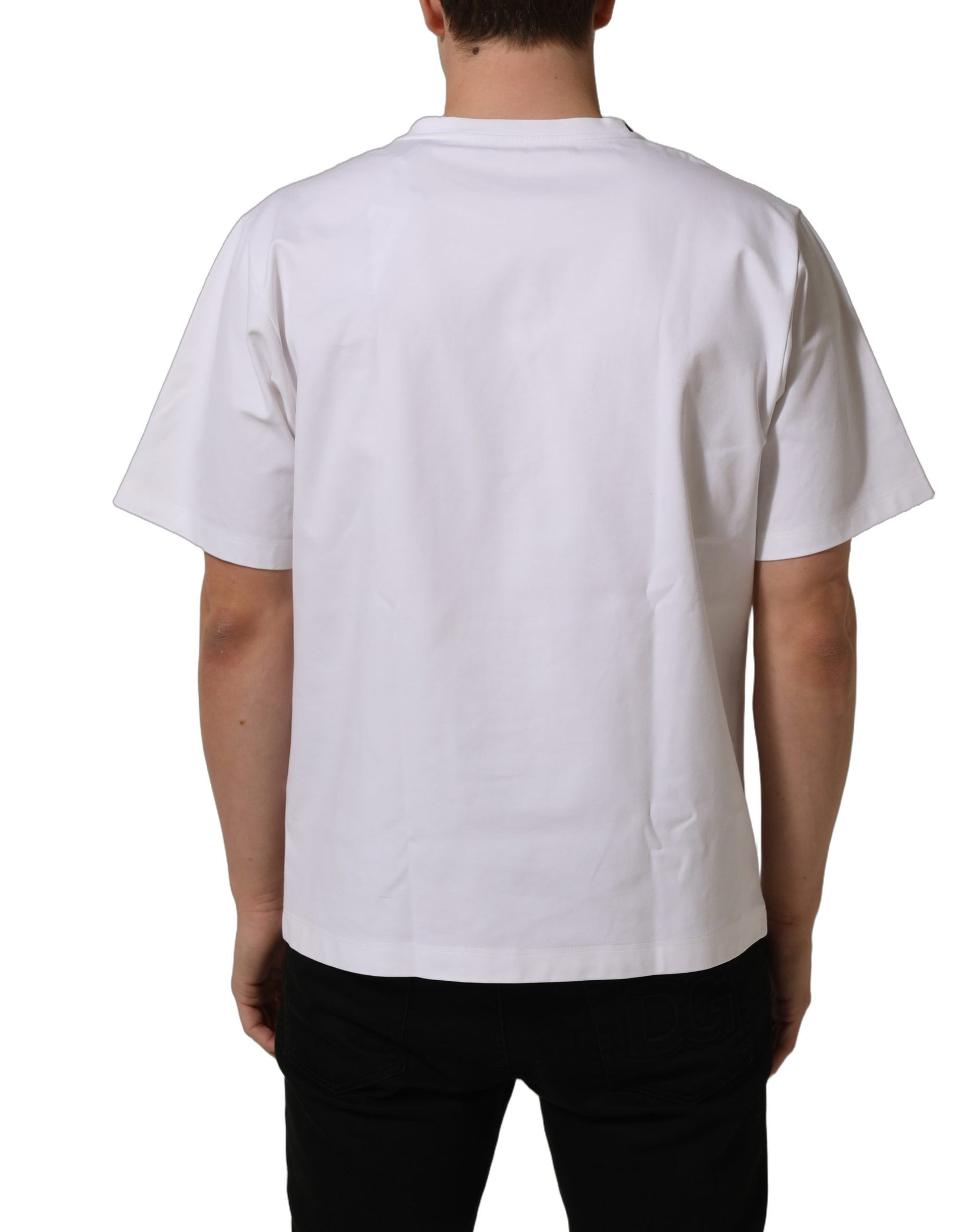 Dolce & Gabbana White Cotton Short Sleeves Crew Neck T-shirt | Regal Royce