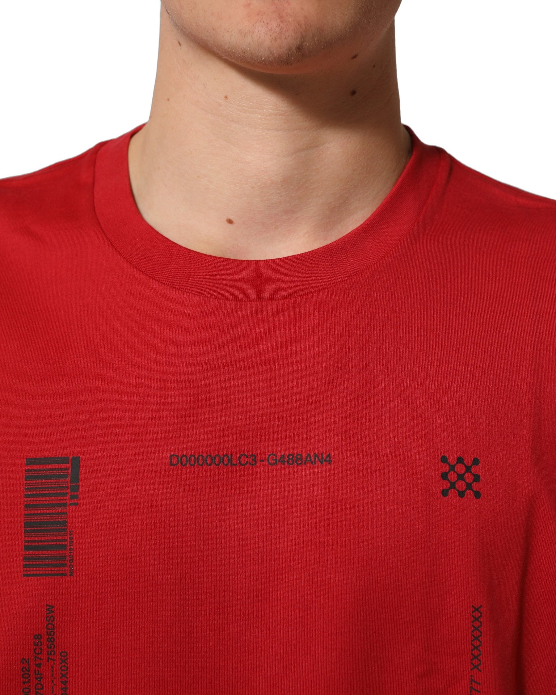 Dolce & Gabbana Red Cotton Graphic Print Crew Neck T-shirt | Regal Royce