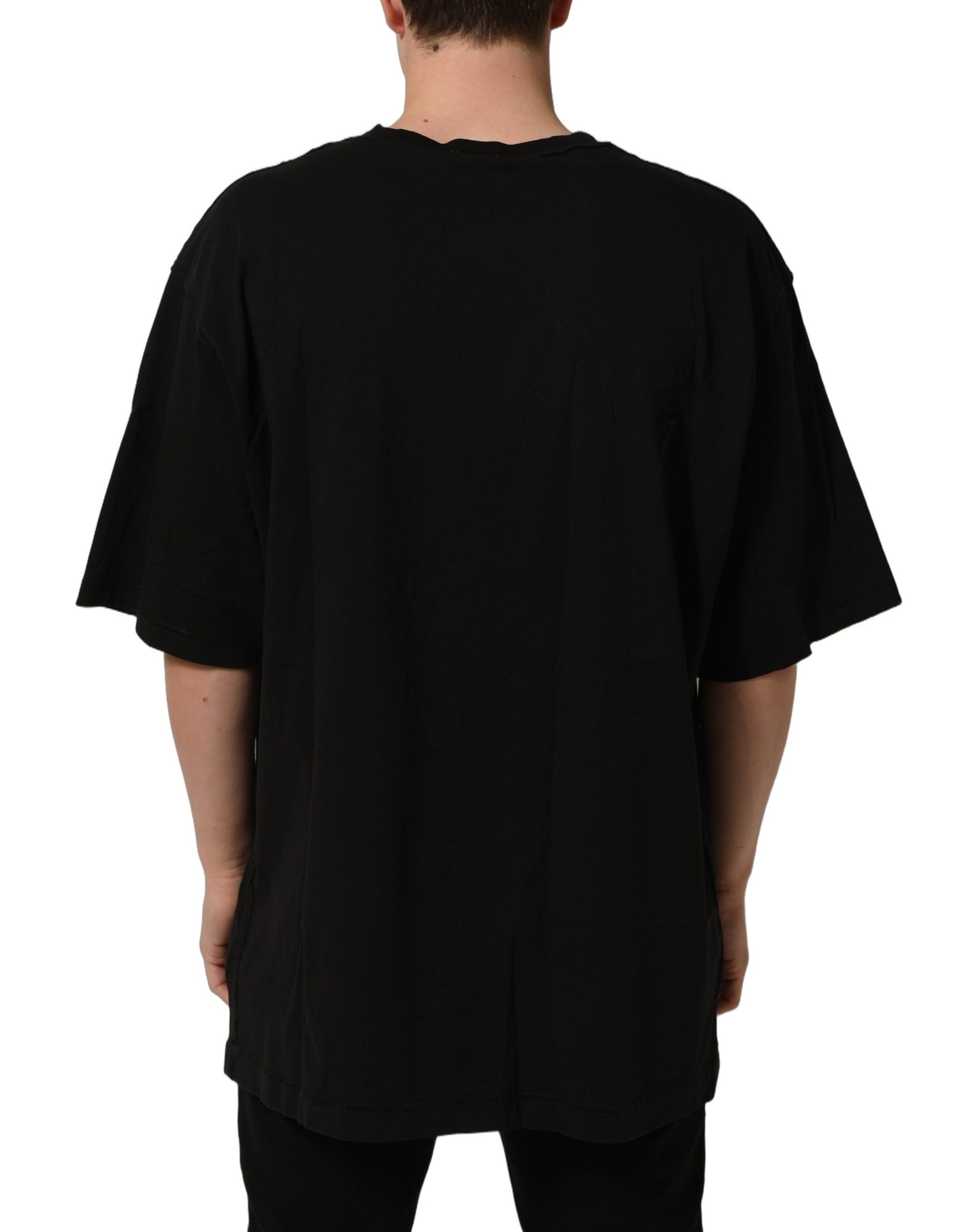 Dolce & Gabbana Black Cotton Short Sleeves CrewNeck T-shirt | Regal Royce