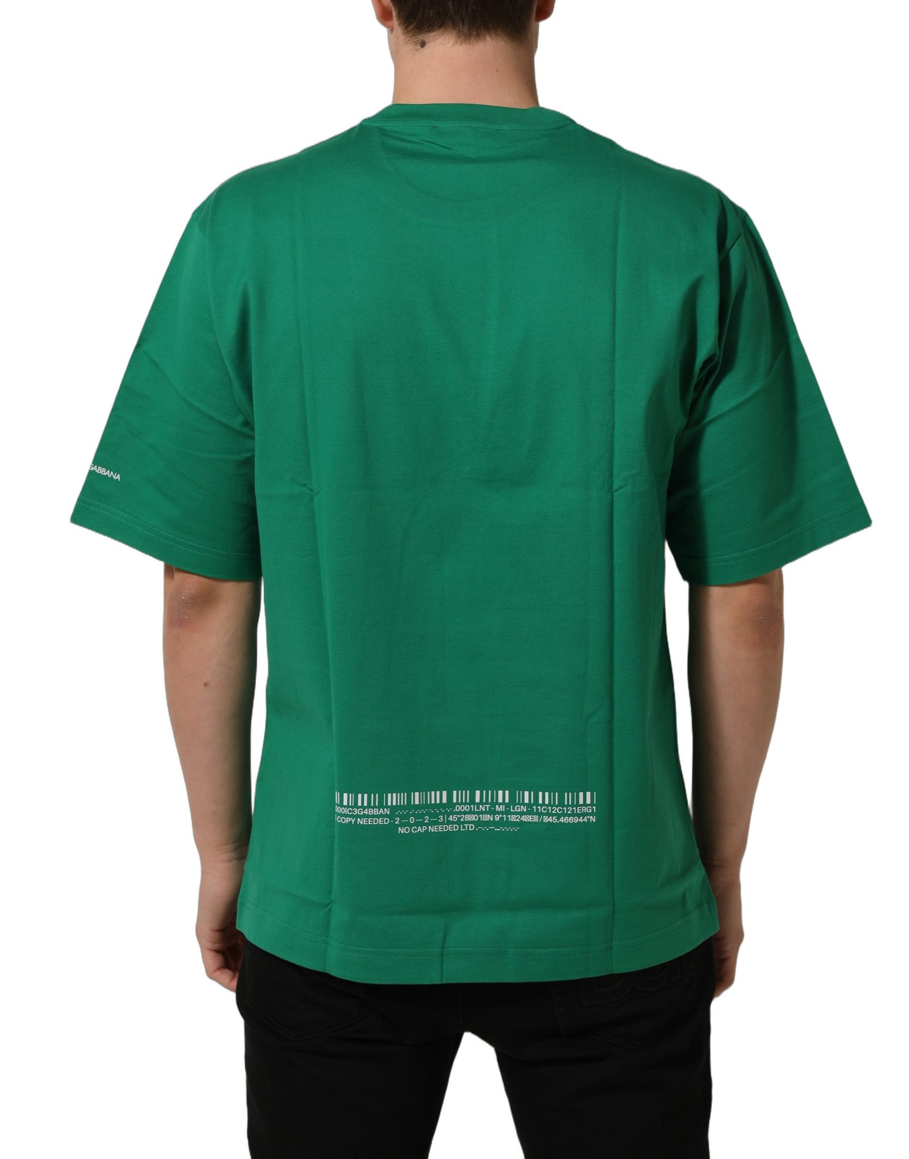 Dolce & Gabbana Green Cotton DGVIB3 Print Crew Neck T-shirt | Regal Royce