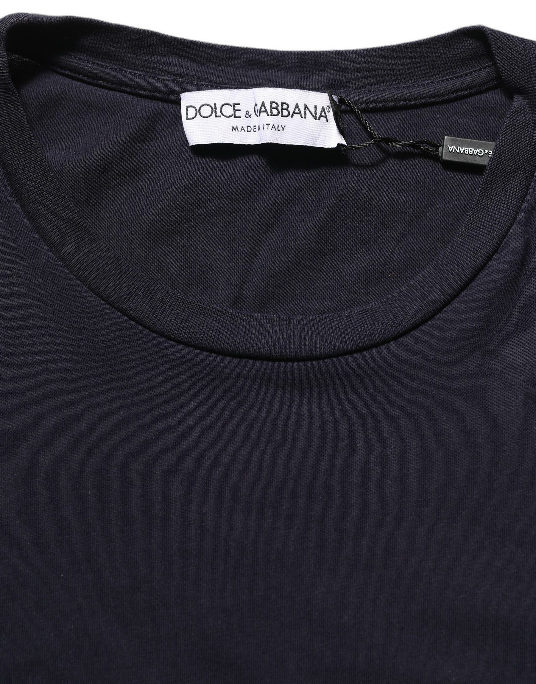 Dolce & Gabbana Black Cotton Short Sleeves Crew Neck T-shirt | Regal Royce