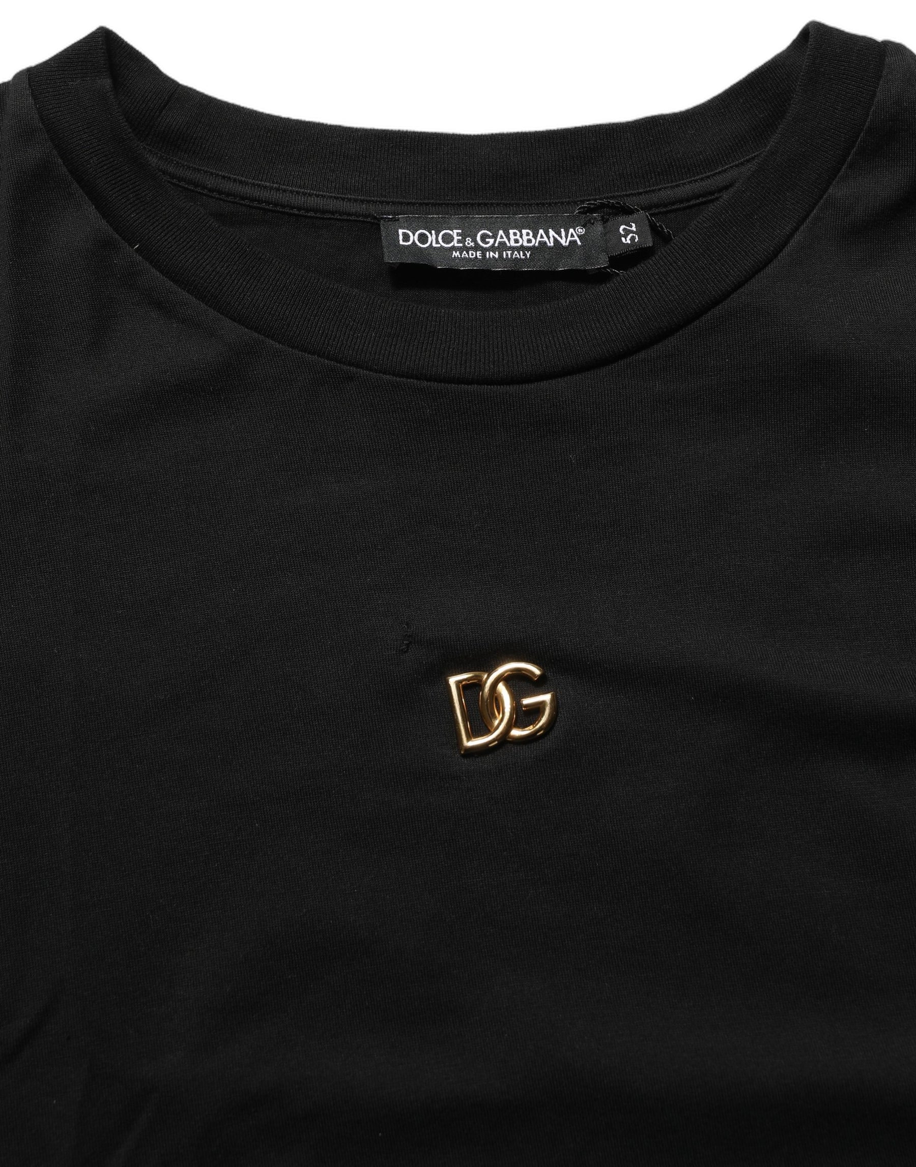 Dolce & Gabbana Black Metal DG Logo Short Sleeves T-shirt | Regal Royce