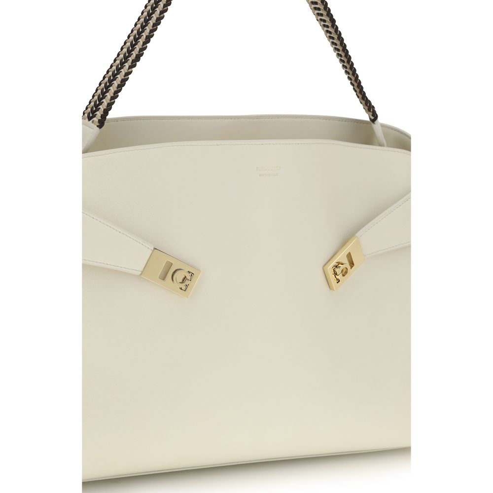 Ferragamo Beige Calf Leather Bos Taurus Shoulder Bag | Regal Royce