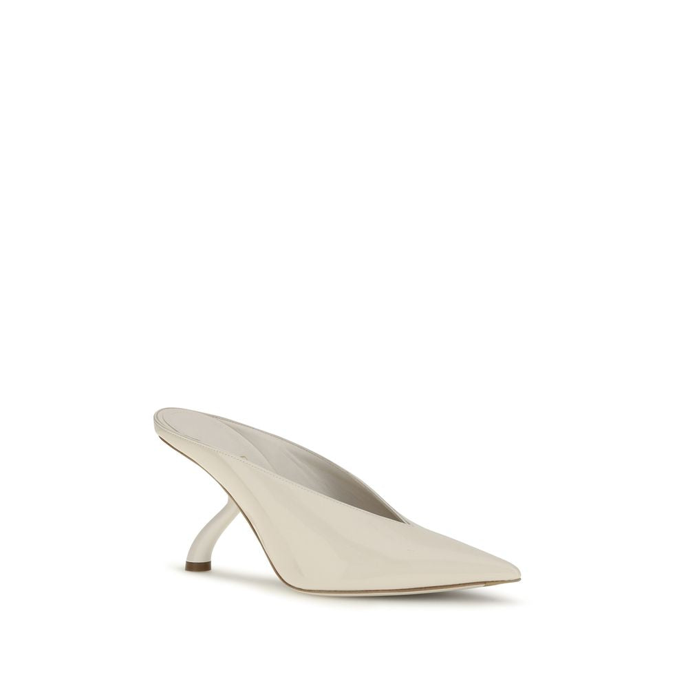 Ferragamo Beige Calf Leather Bos Taurus Mules | Regal Royce