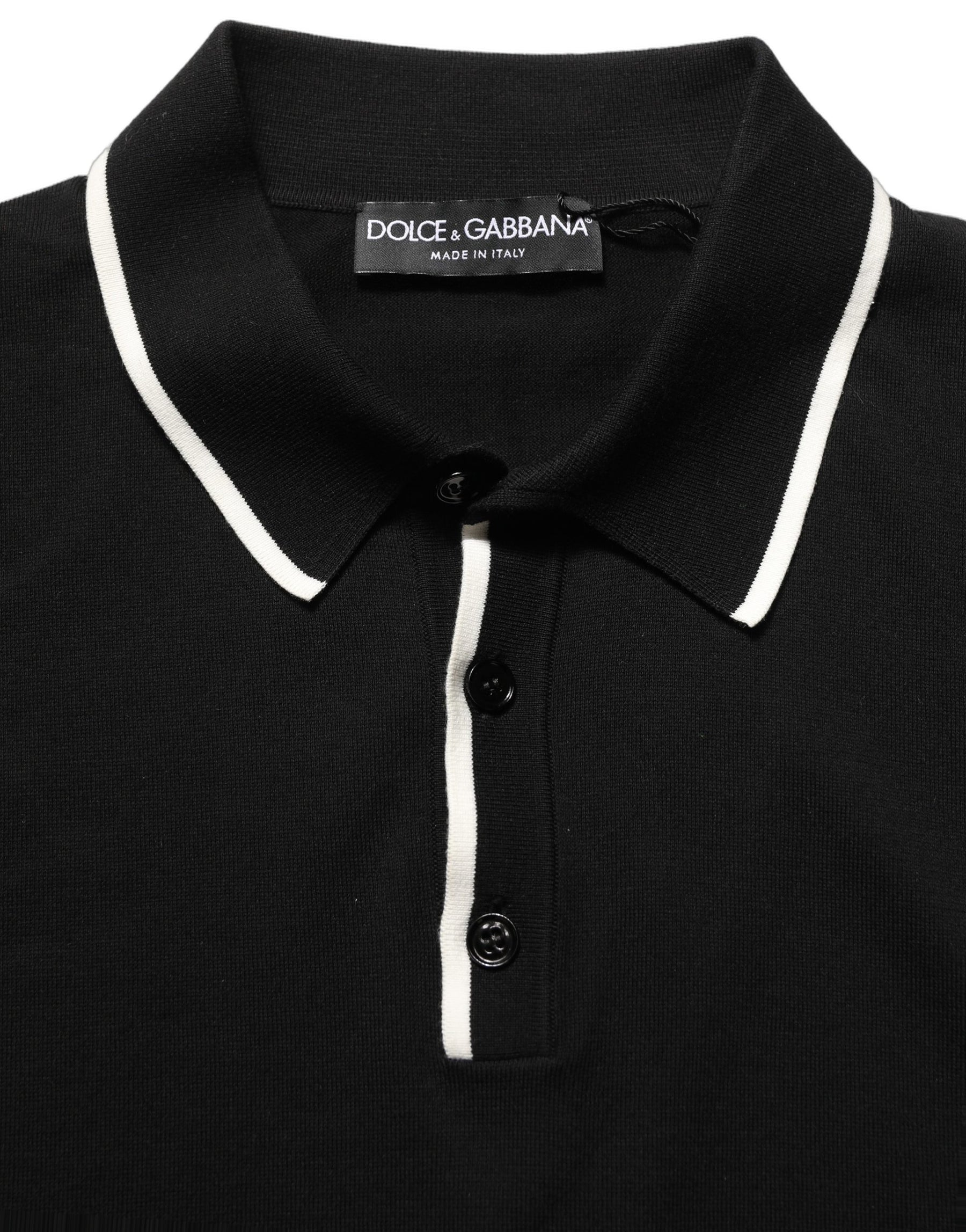 Dolce & Gabbana Black Cotton Collared Short Sleeves Polo T-shirt | Regal Royce