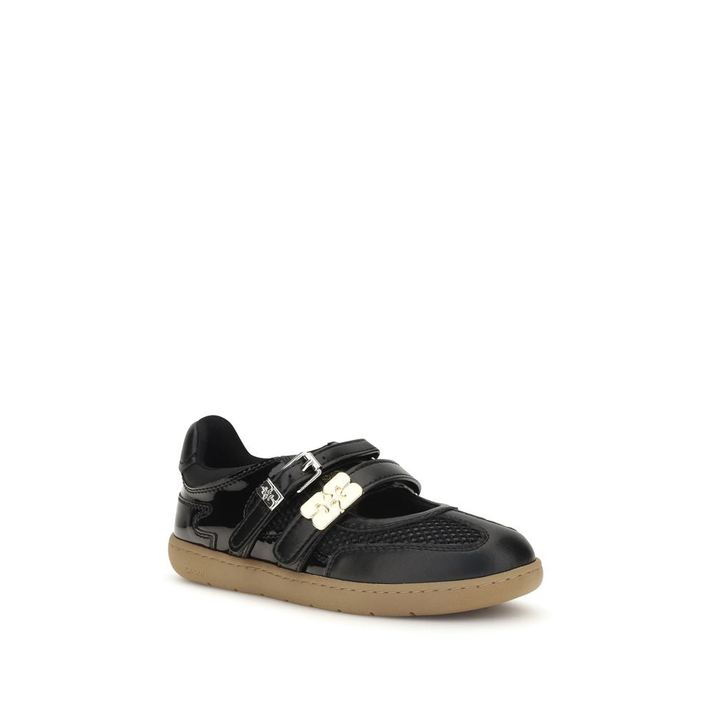 Ganni Black Polyester Ballet Flats | Regal Royce