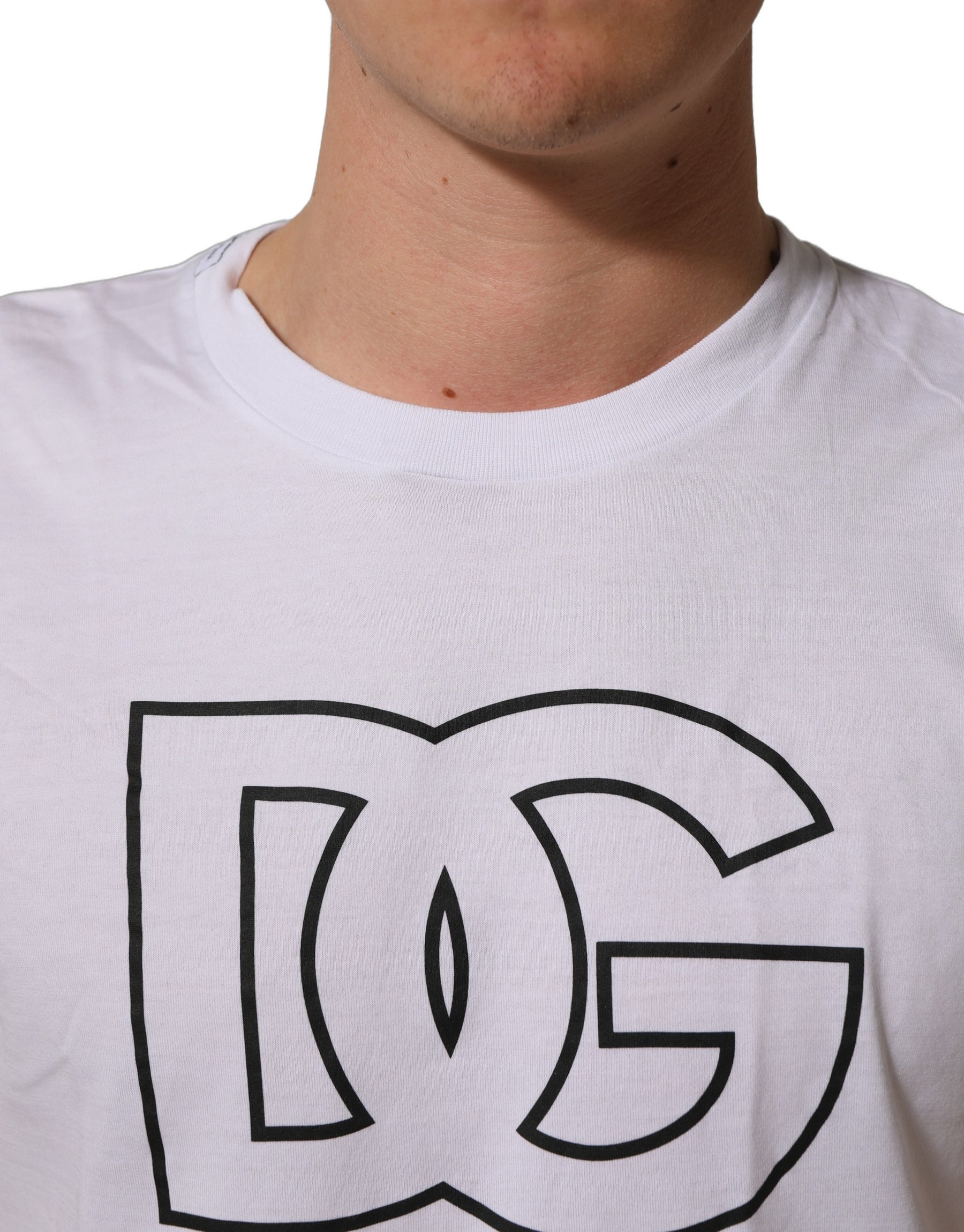 Dolce & Gabbana White DG Logo Print Short Sleeves Men T-shirt | Regal Royce