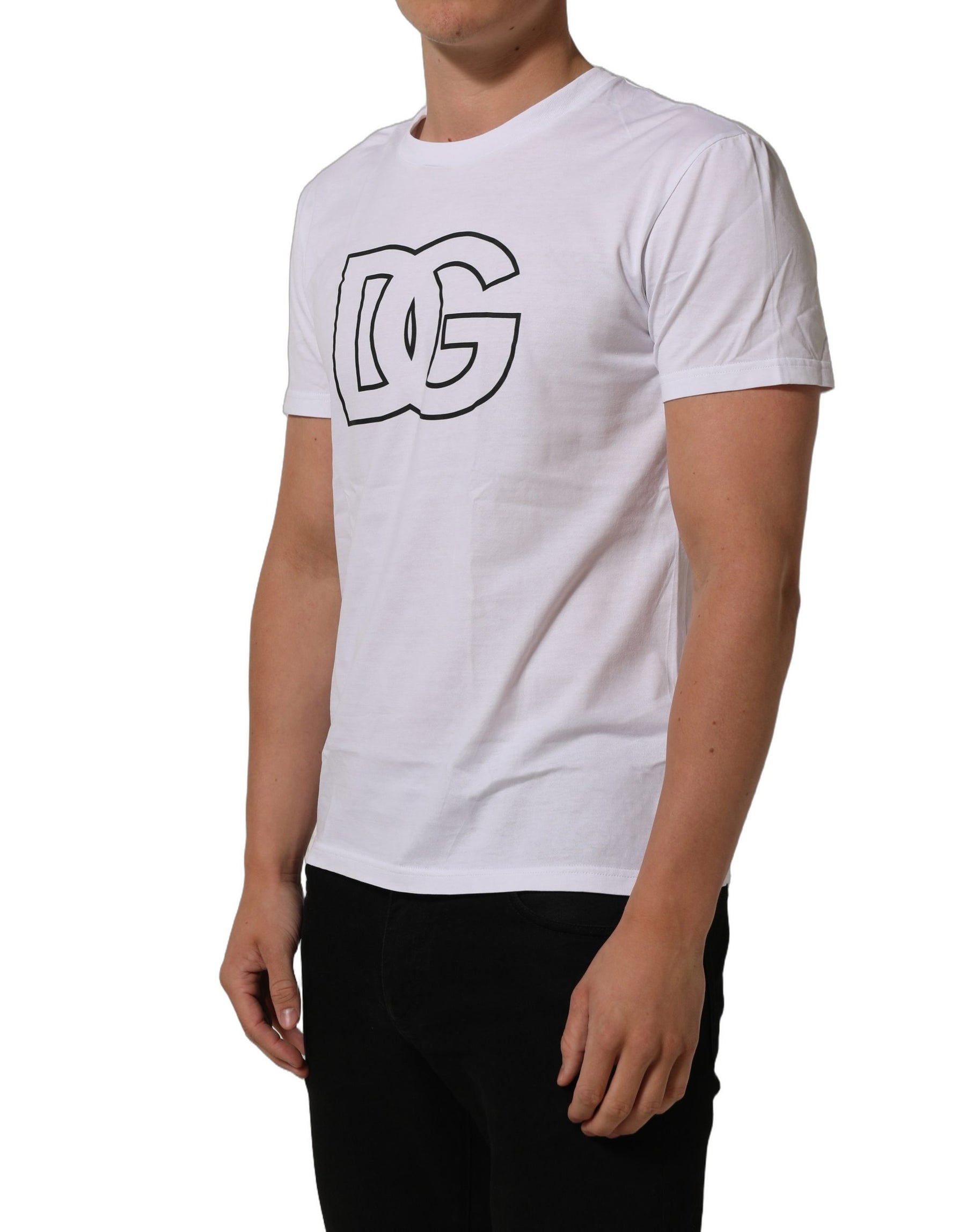 Dolce & Gabbana White DG Logo Print Short Sleeves Men T-shirt | Regal Royce