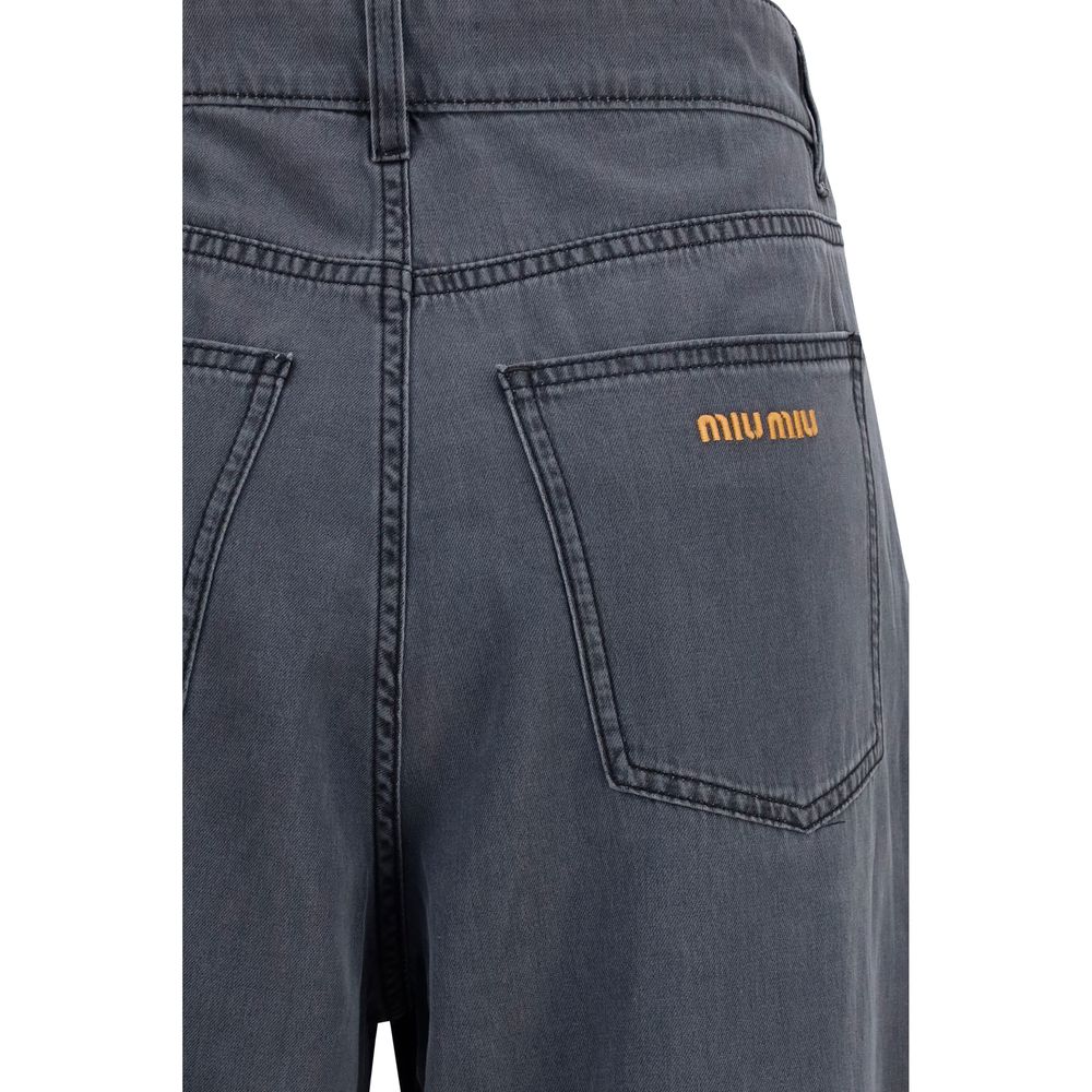 Miu Miu Black Cotton Straight-Leg Jeans | Regal Royce